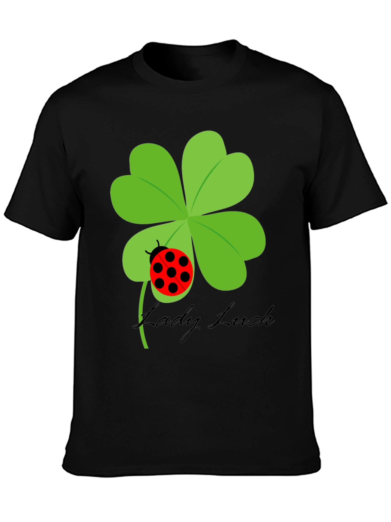 Lucky Ladybug Clover T-Shirt - Black