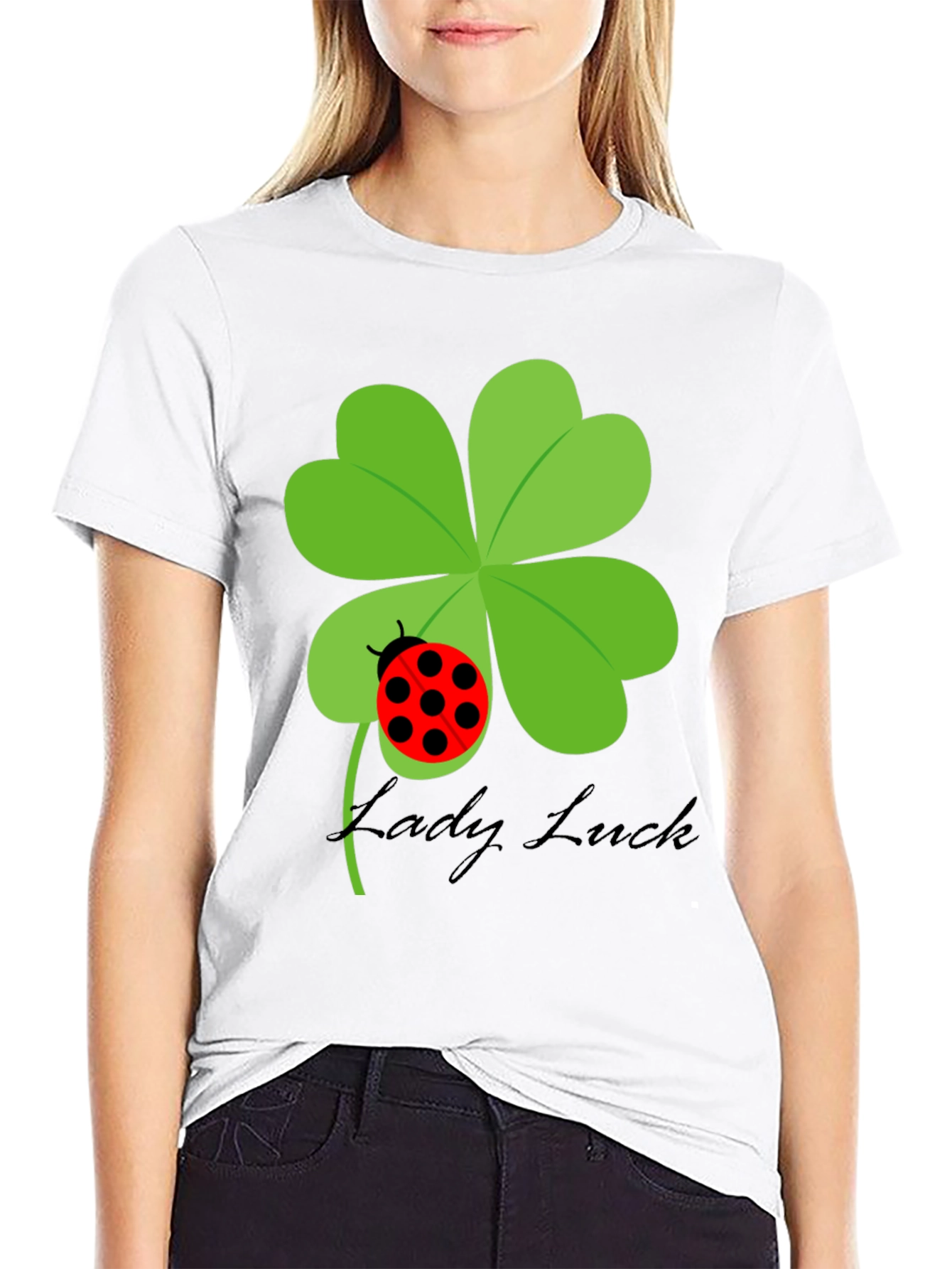 Lucky Ladybug Clover T-Shirt - Black