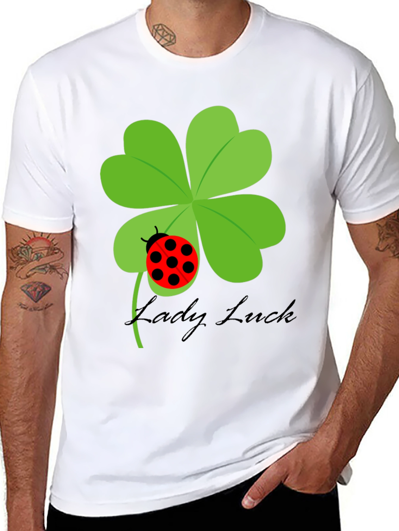 Lucky Ladybug Clover T-Shirt - Black