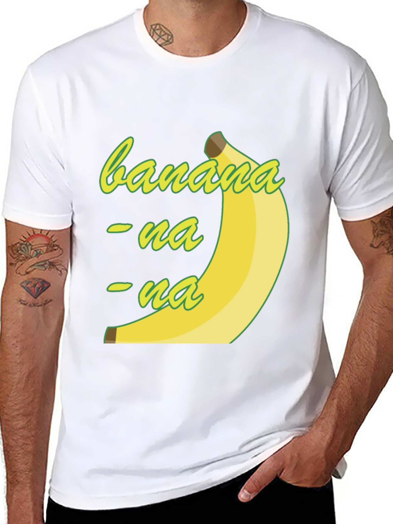 Banana-na-na Mens Black Graphic T-Shirt