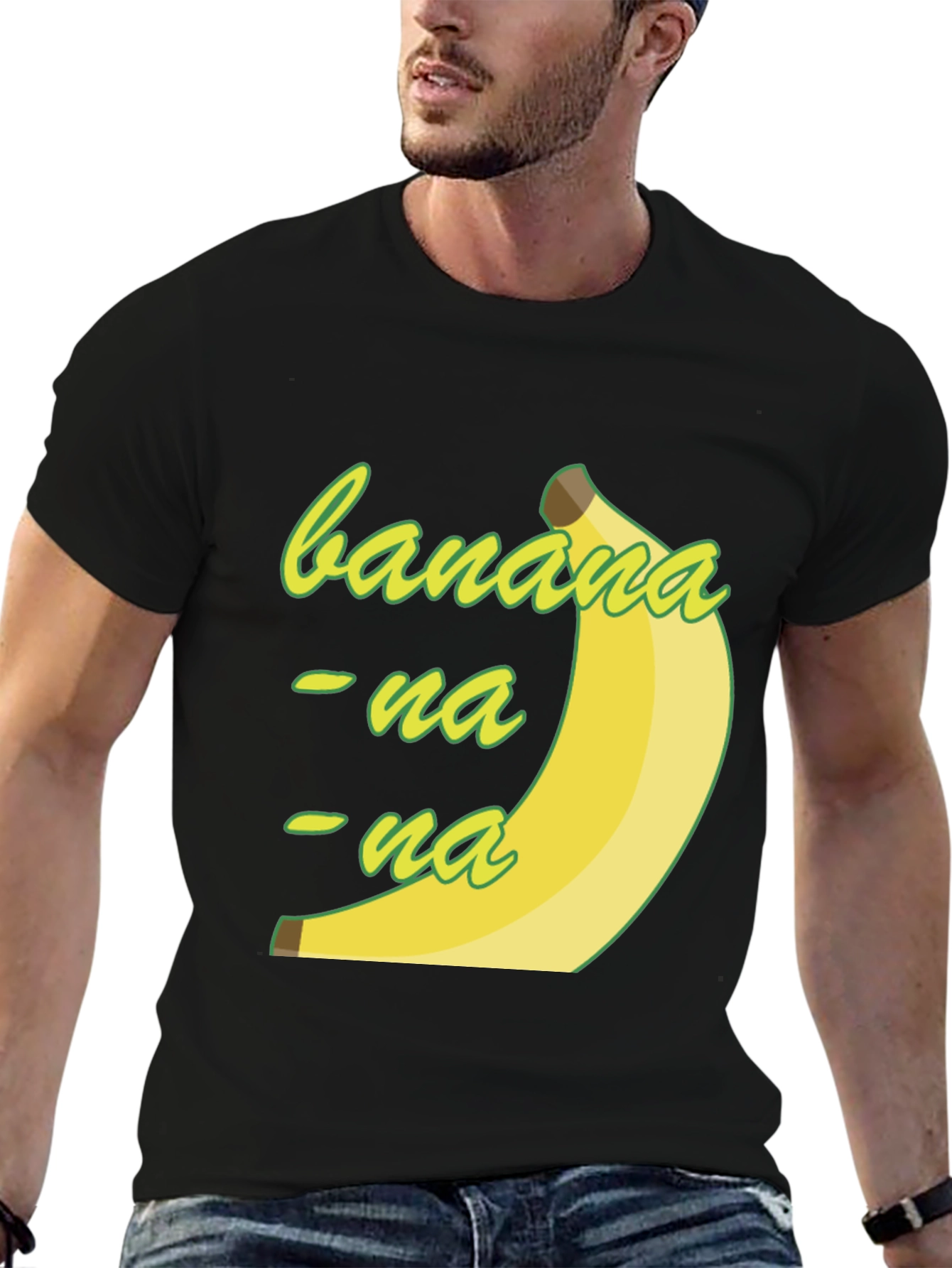 Banana-na-na Mens Black Graphic T-Shirt