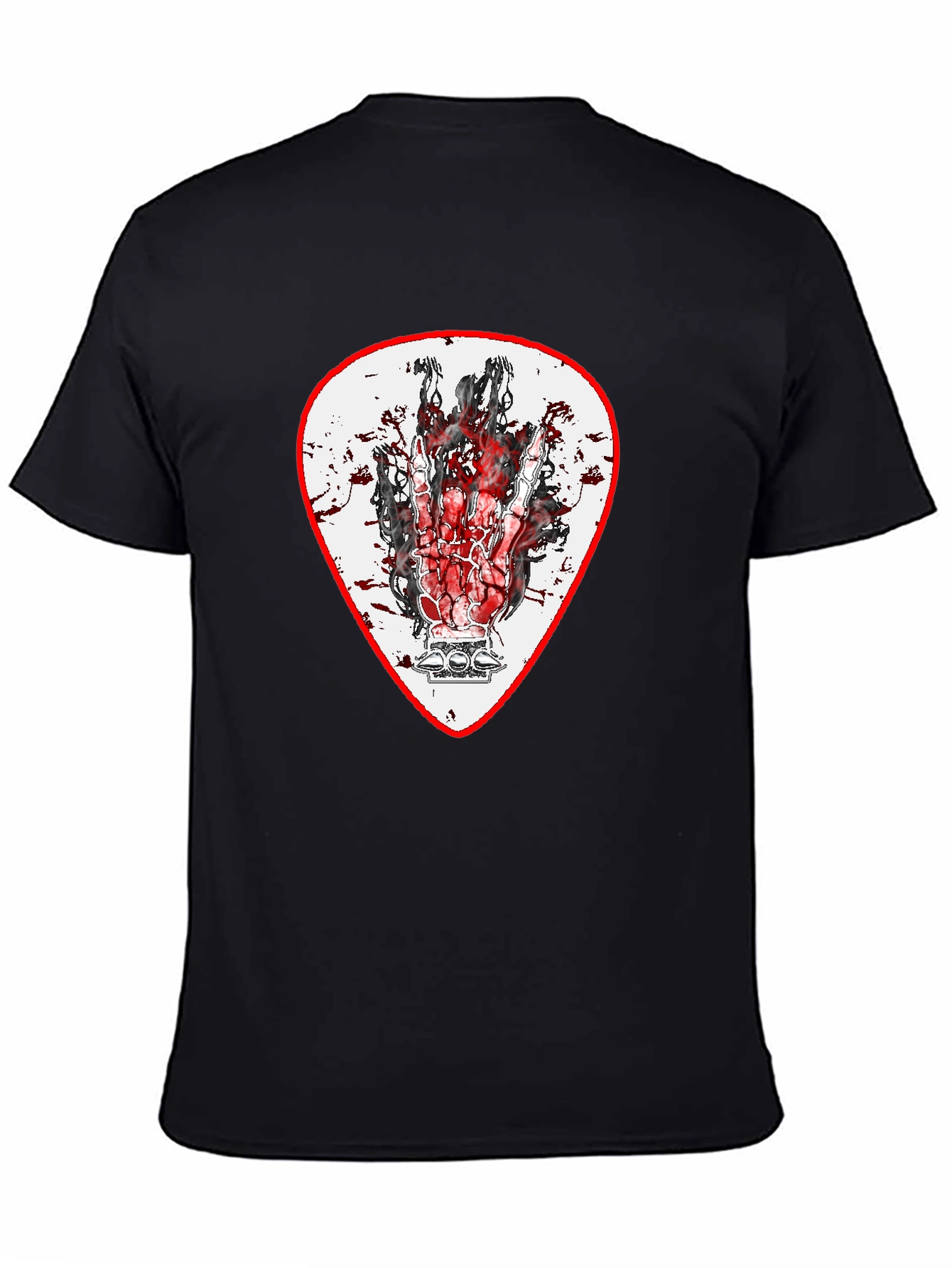 Rock On Hand Guitar Pick Black T-Shirt