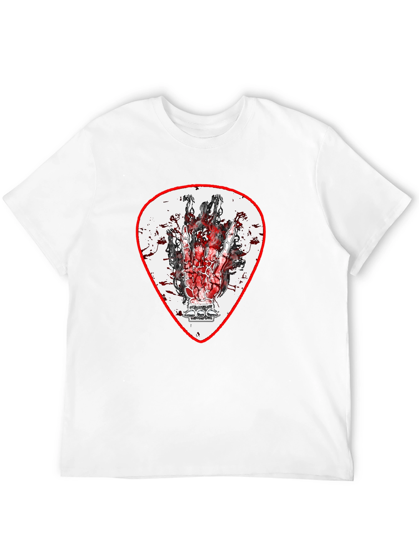 Rock On Hand Guitar Pick Black T-Shirt