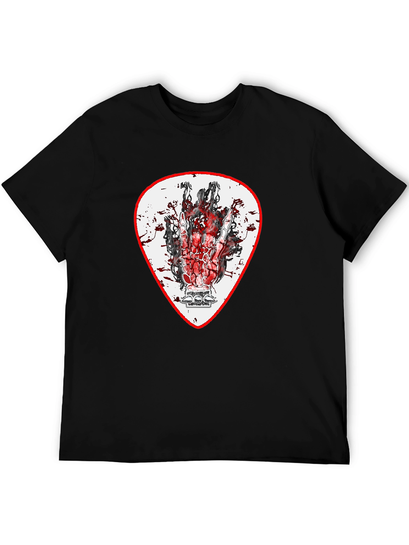 Rock On Hand Guitar Pick Black T-Shirt