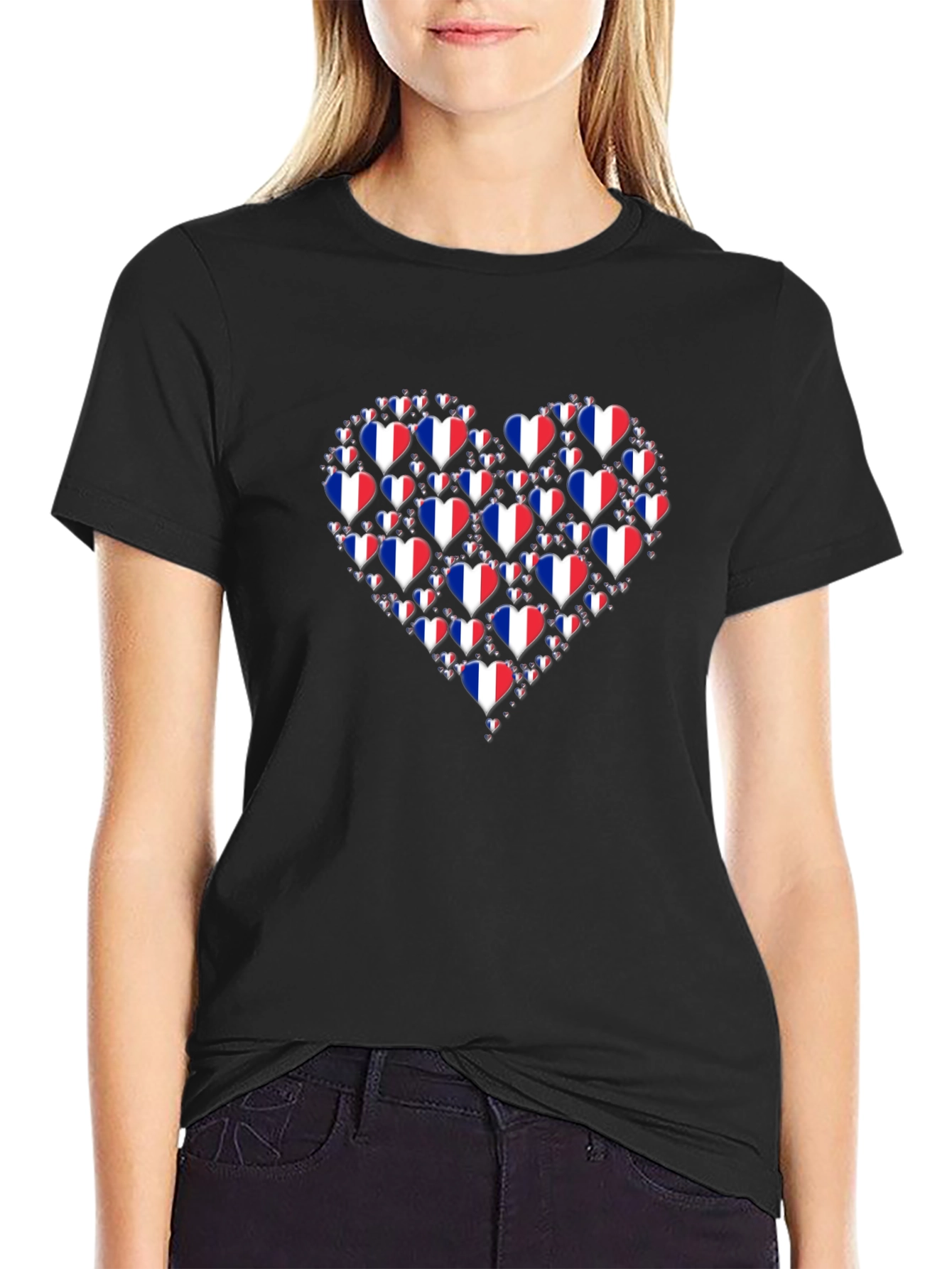 French Flag Heart Graphic T-Shirt - Stylish Pride
