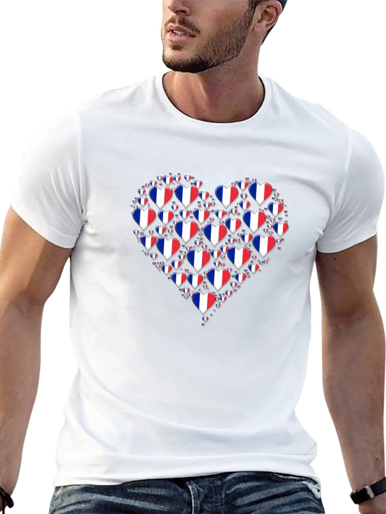 French Flag Heart Graphic T-Shirt - Stylish Pride