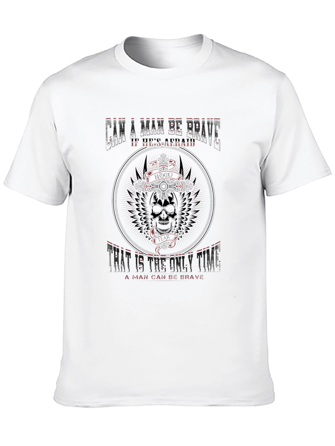 Brave Man Skull Graphic Tee - Black