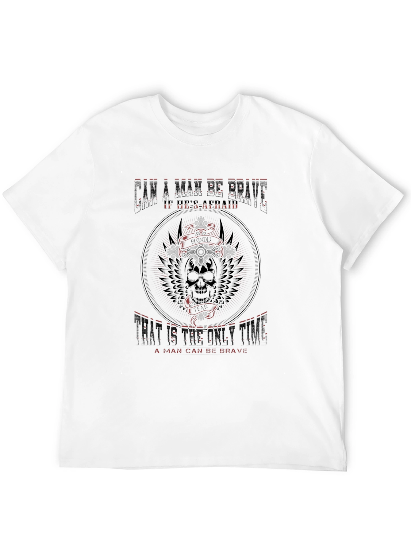 Brave Man Skull Graphic Tee - Black