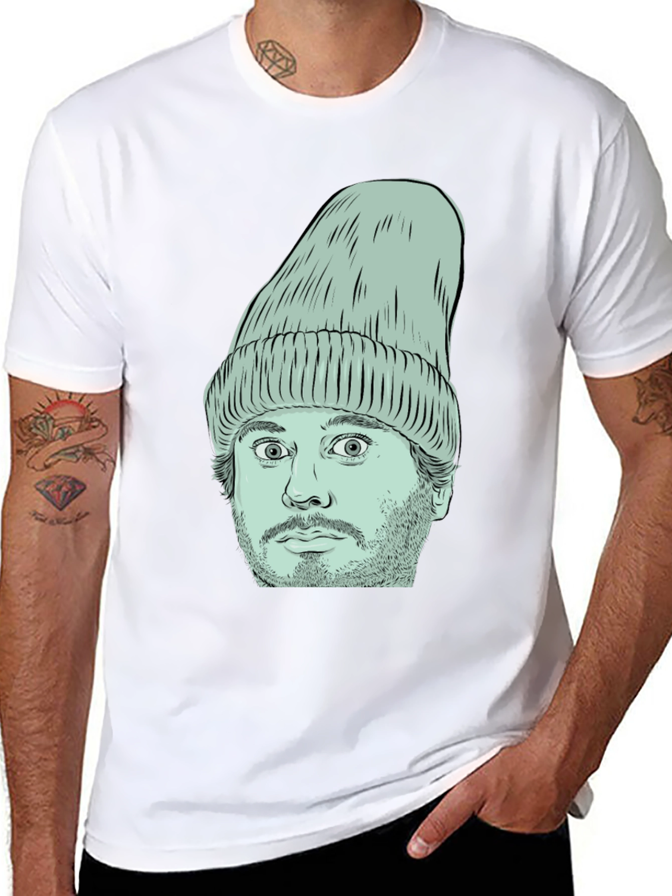 Beanie Face Graphic T-Shirt - Unique Style