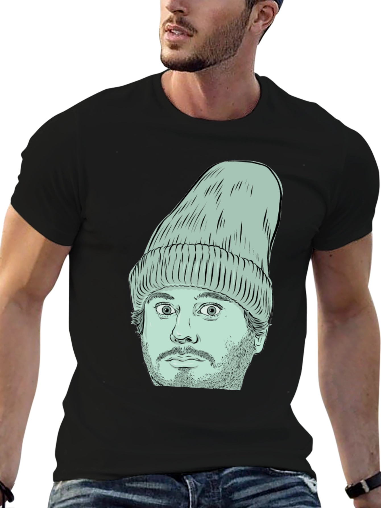 Beanie Face Graphic T-Shirt - Unique Style