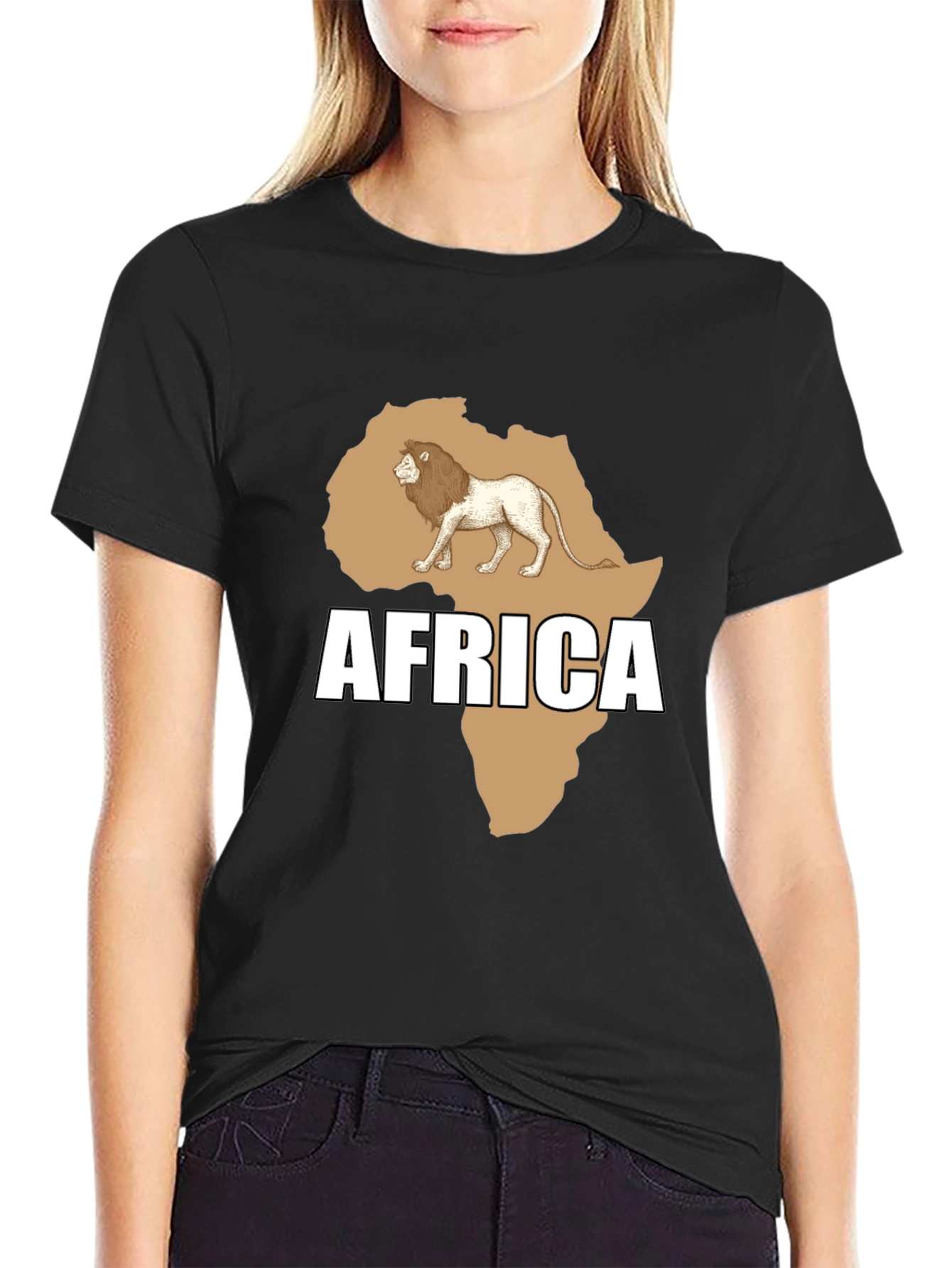 Africa Lion Graphic T-Shirt - Stylish Black Tee