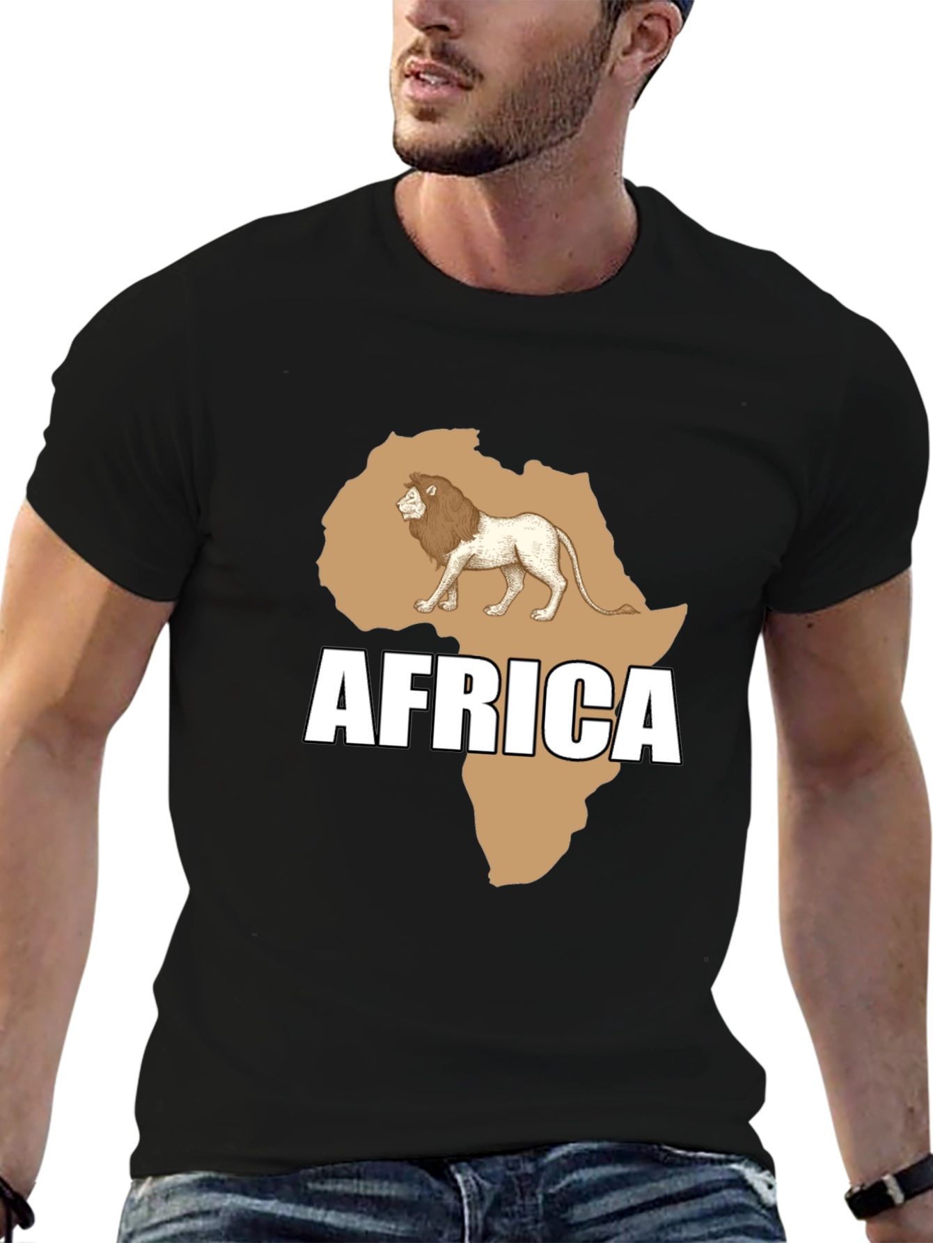 Africa Lion Graphic T-Shirt - Stylish Black Tee
