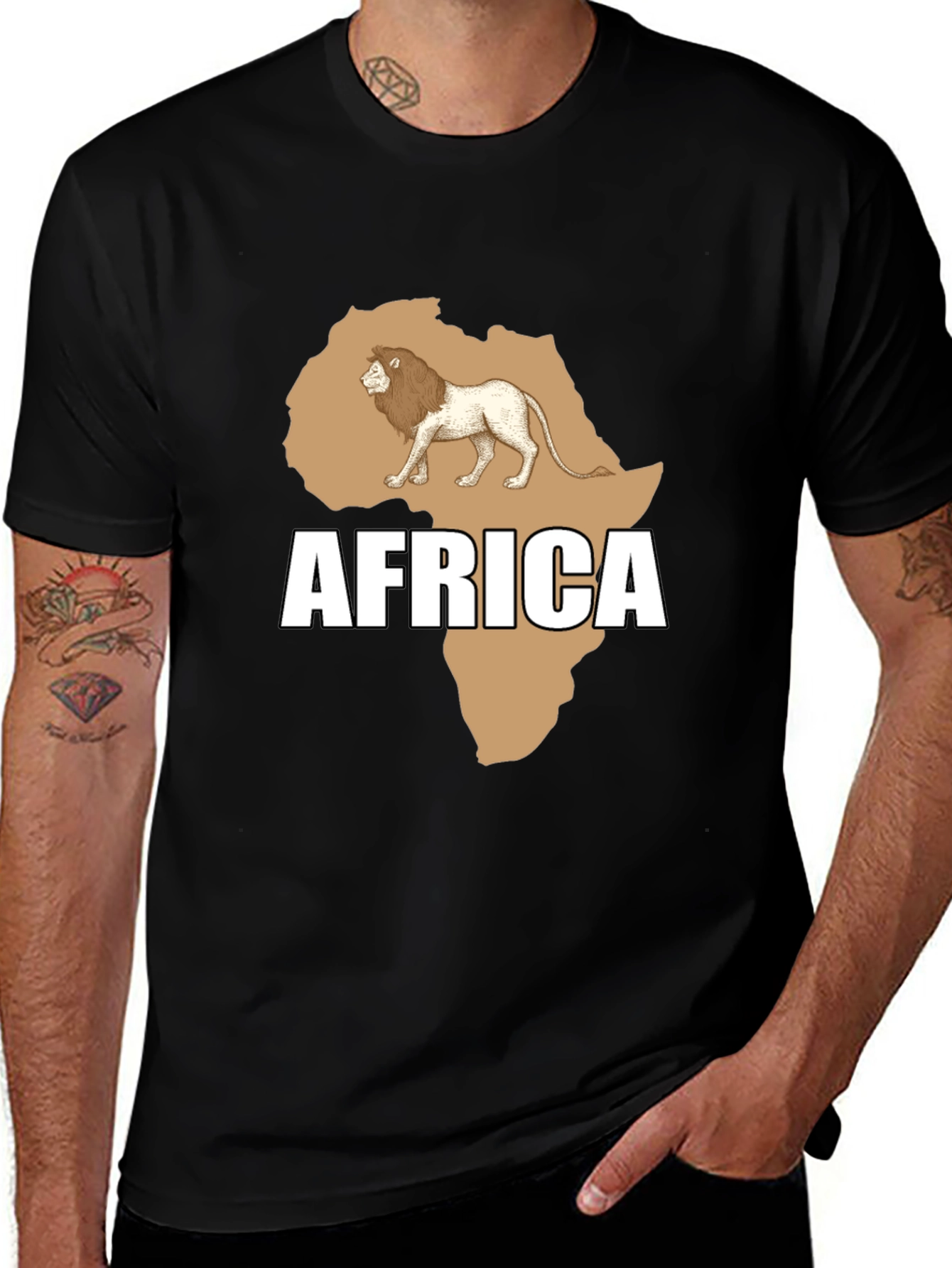 Africa Lion Graphic T-Shirt - Stylish Black Tee