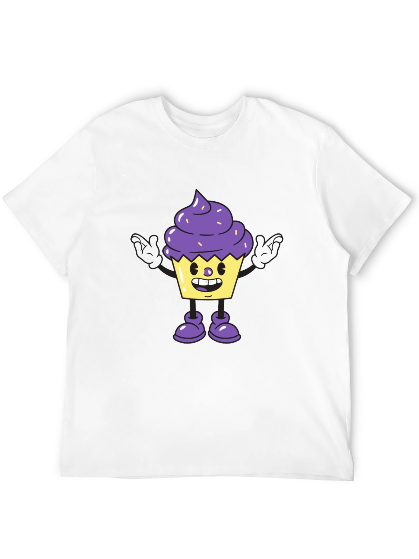 Cartoon Cupcake Graphic Tee - Black