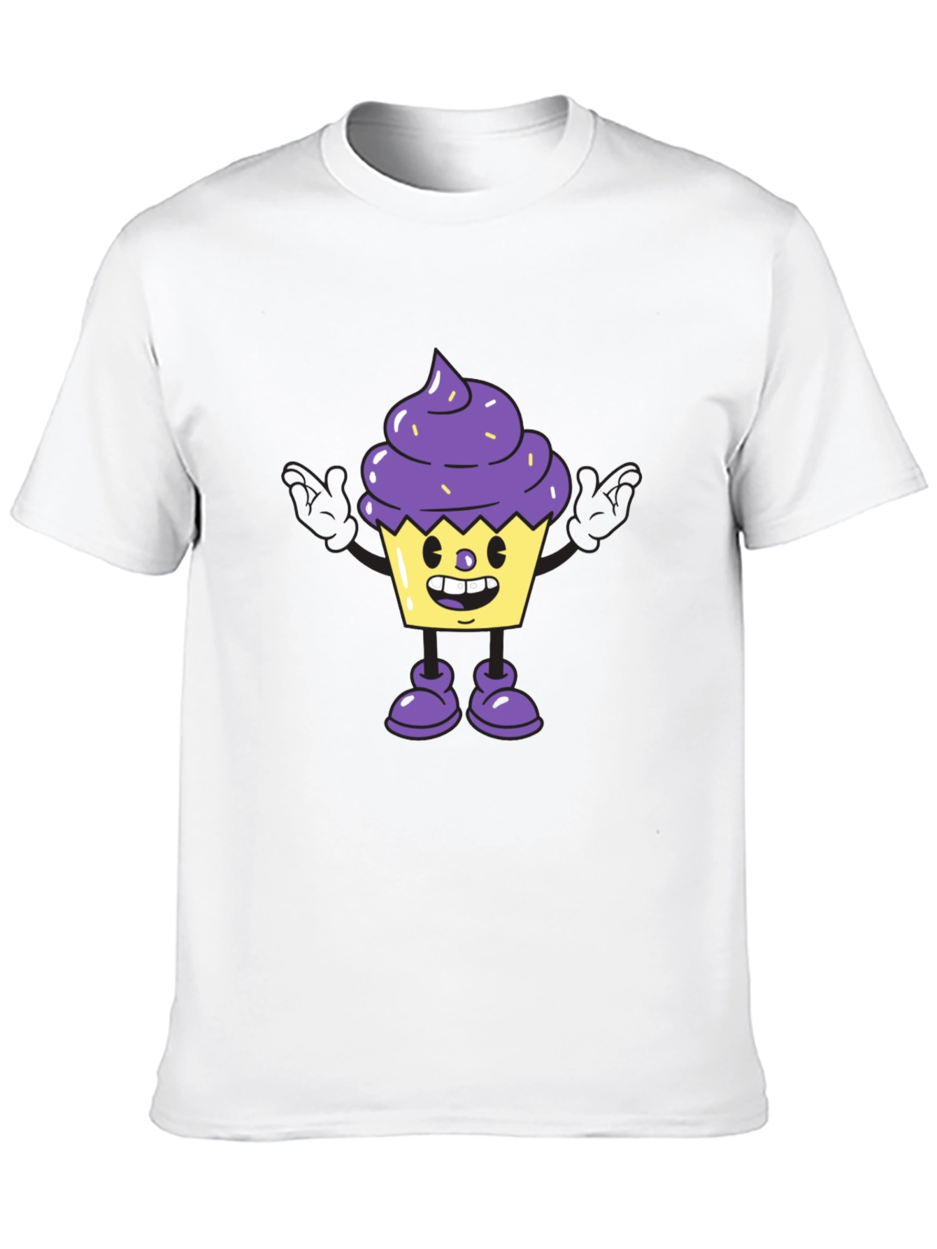 Cartoon Cupcake Graphic Tee - Black