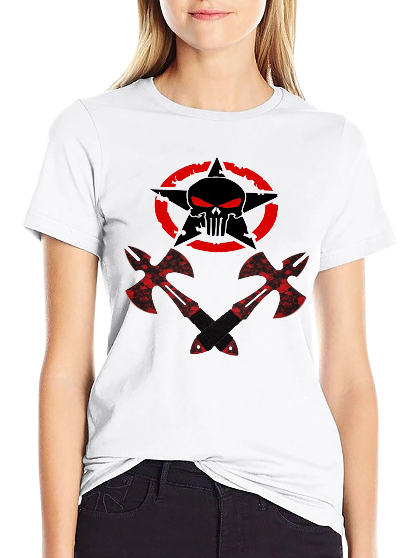 Skull Star & Axes Graphic Tee