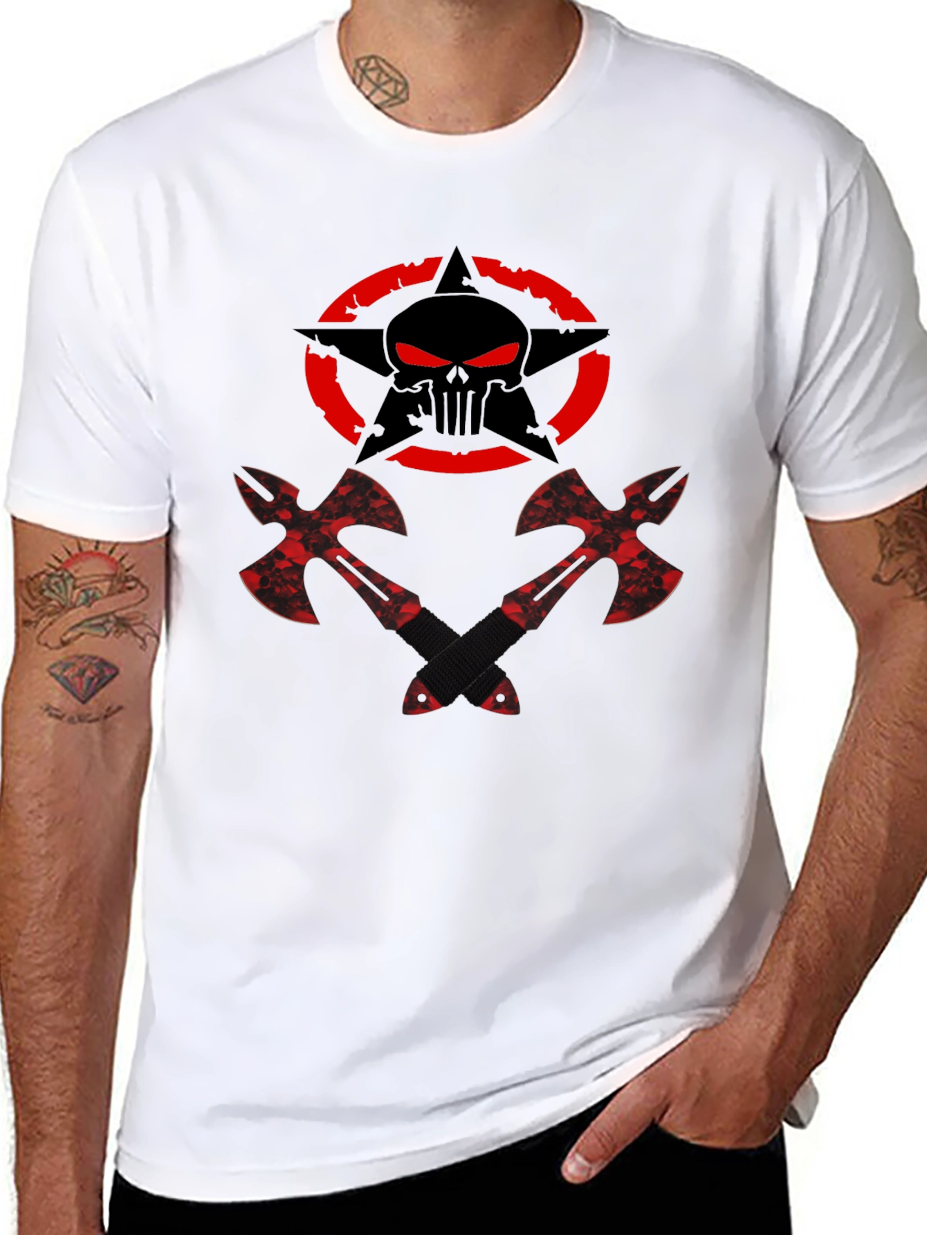Skull Star & Axes Graphic Tee