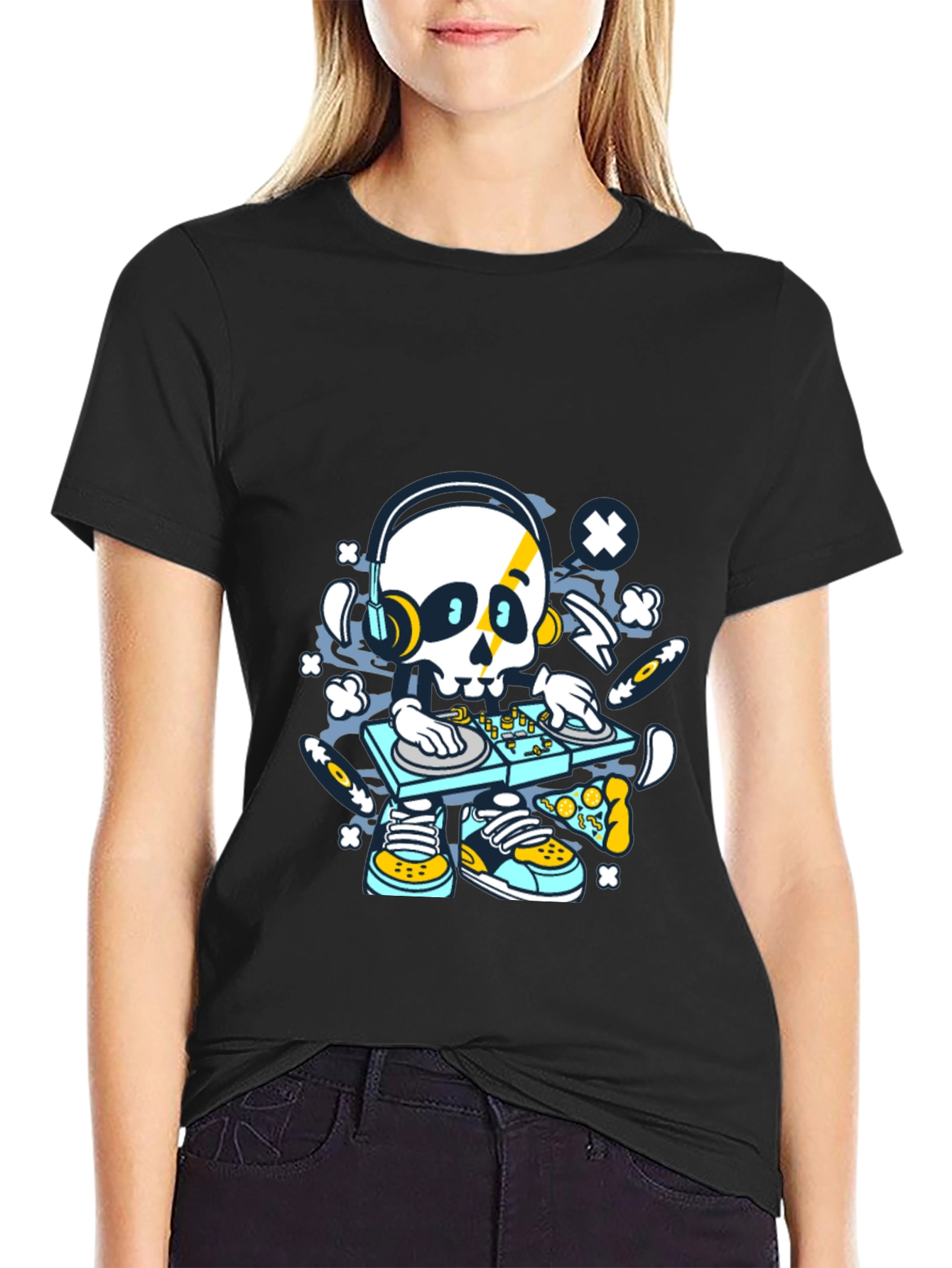 Skull DJ Graphic Black T-Shirt
