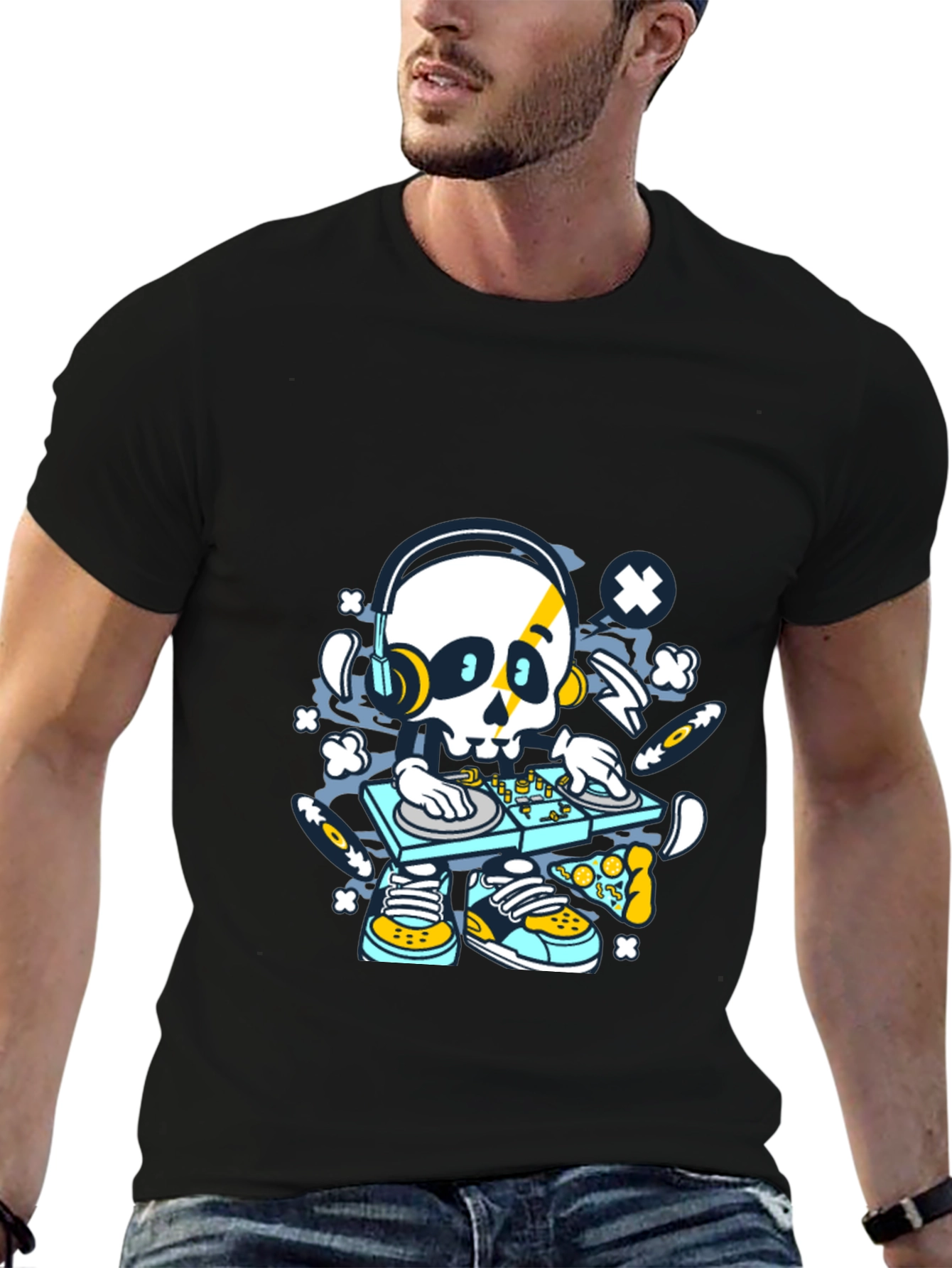 Skull DJ Graphic Black T-Shirt