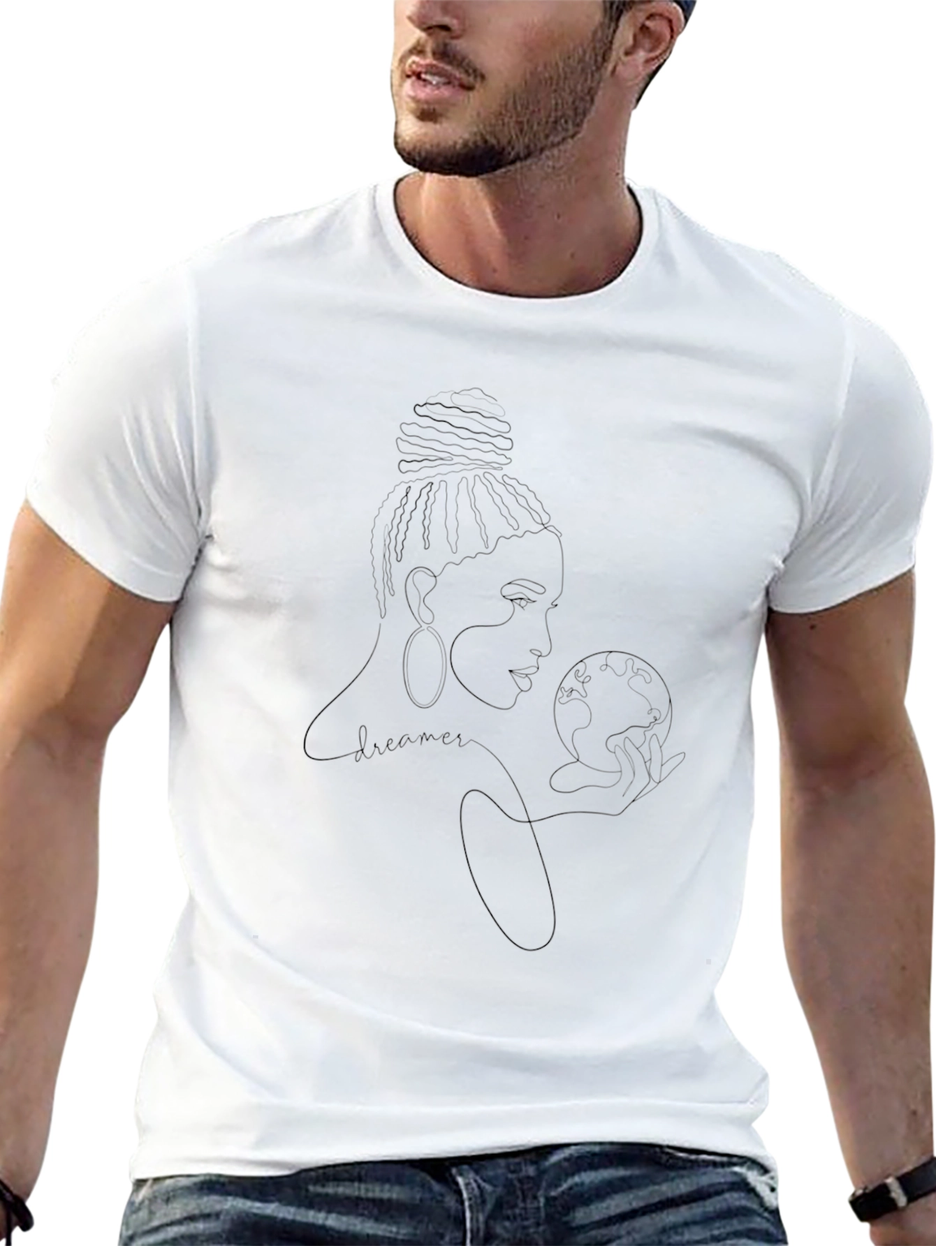 Dreamer Line Art Black T-Shirt