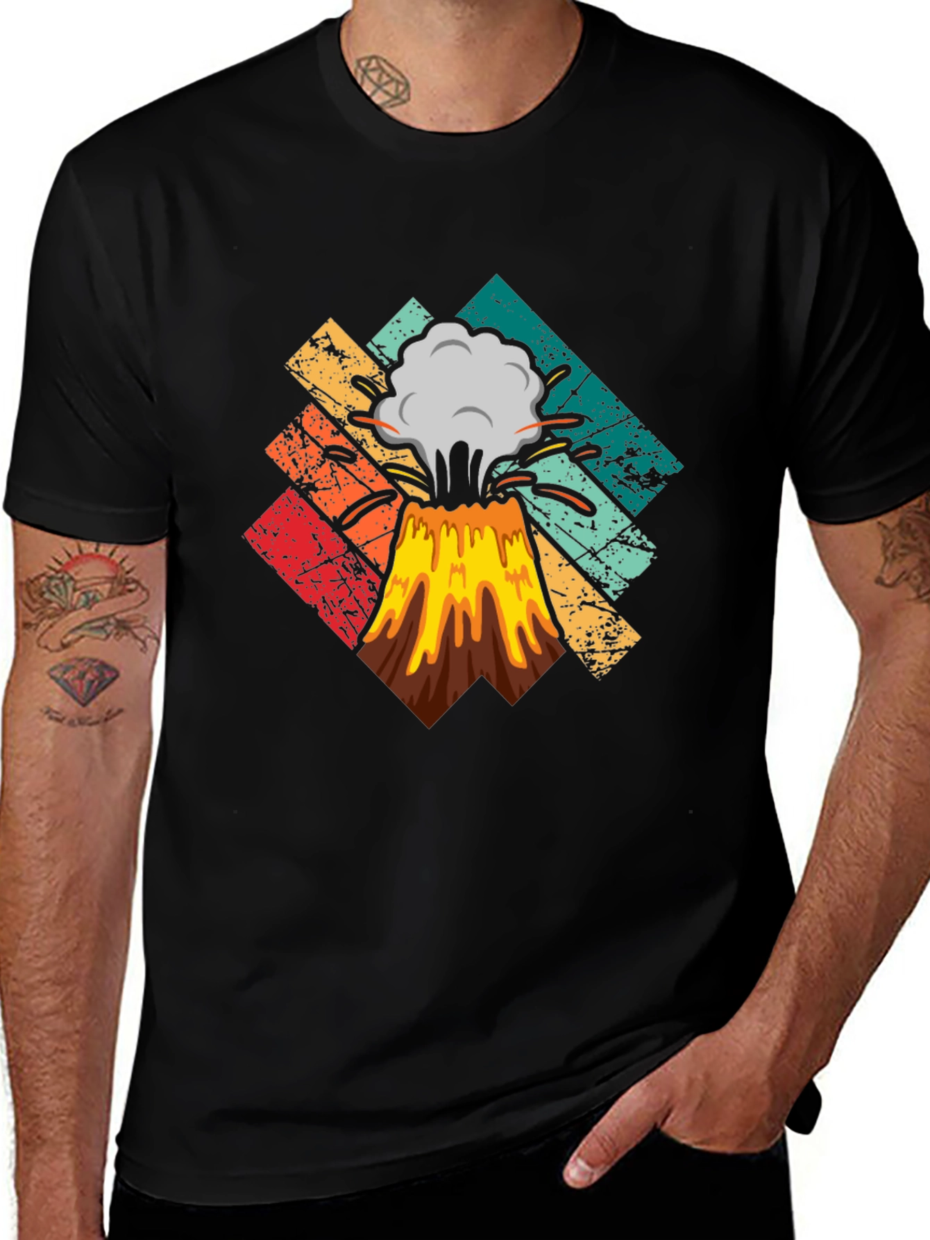 Retro Volcano Eruption Graphic Tee