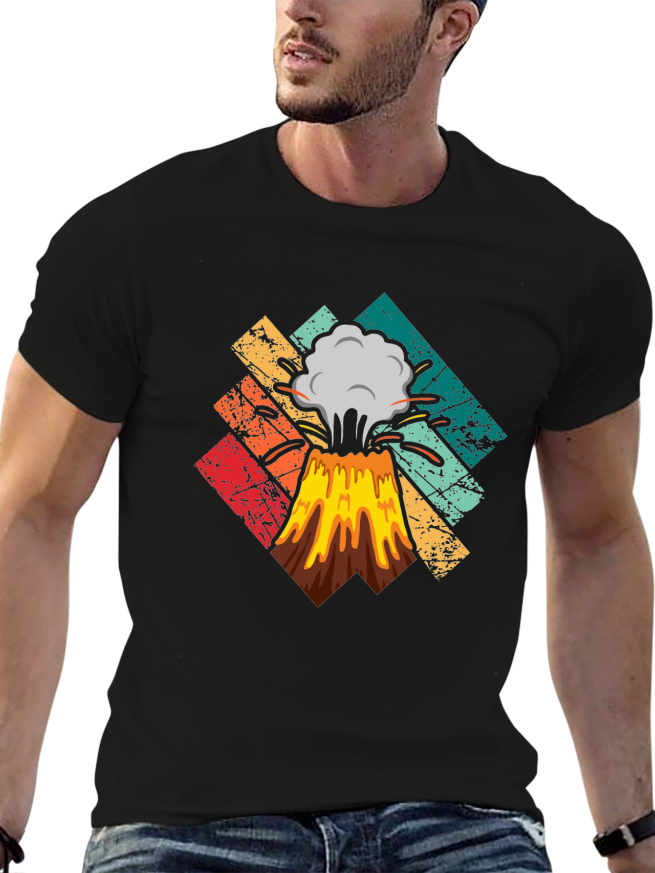 Retro Volcano Eruption Graphic Tee