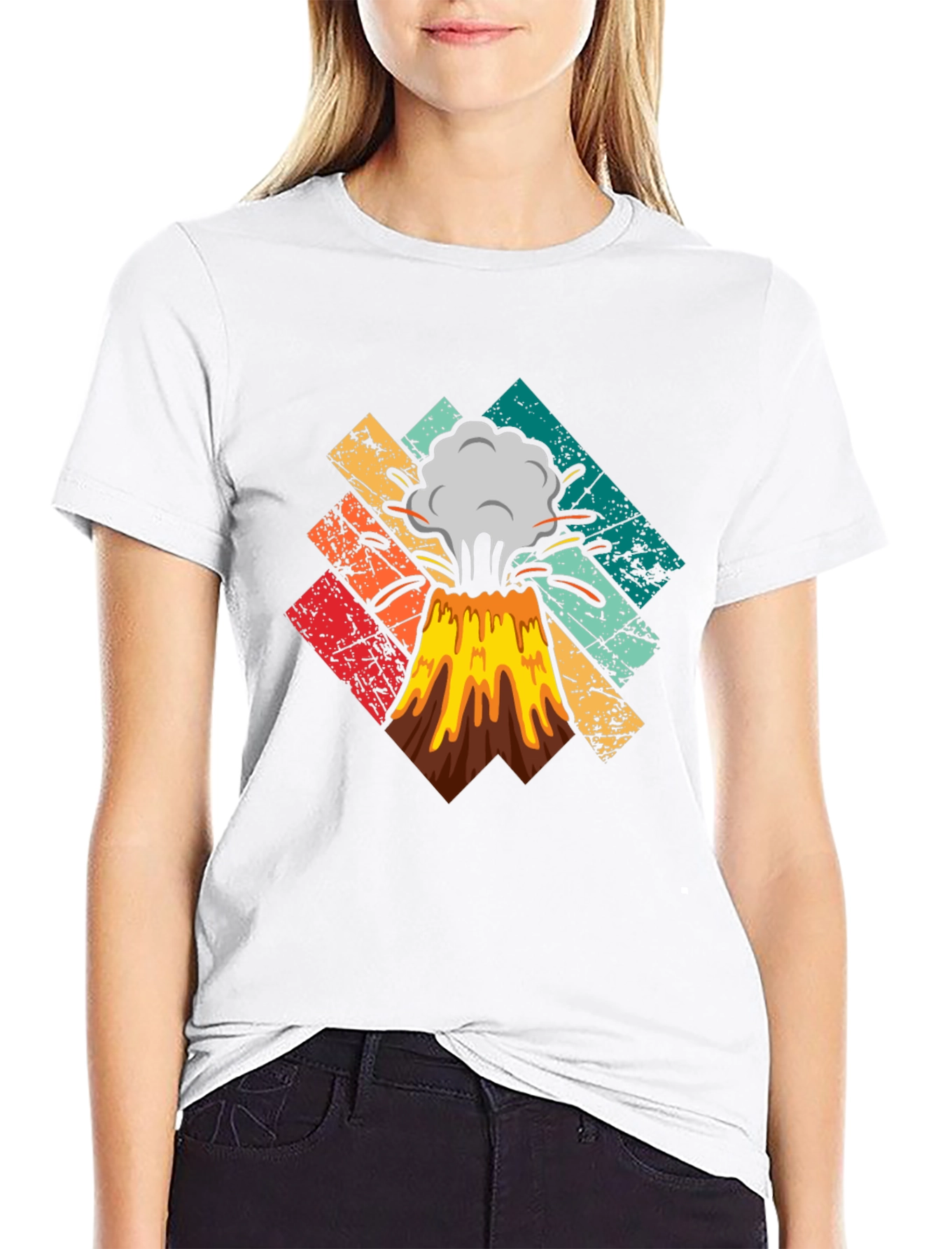 Retro Volcano Eruption Graphic Tee
