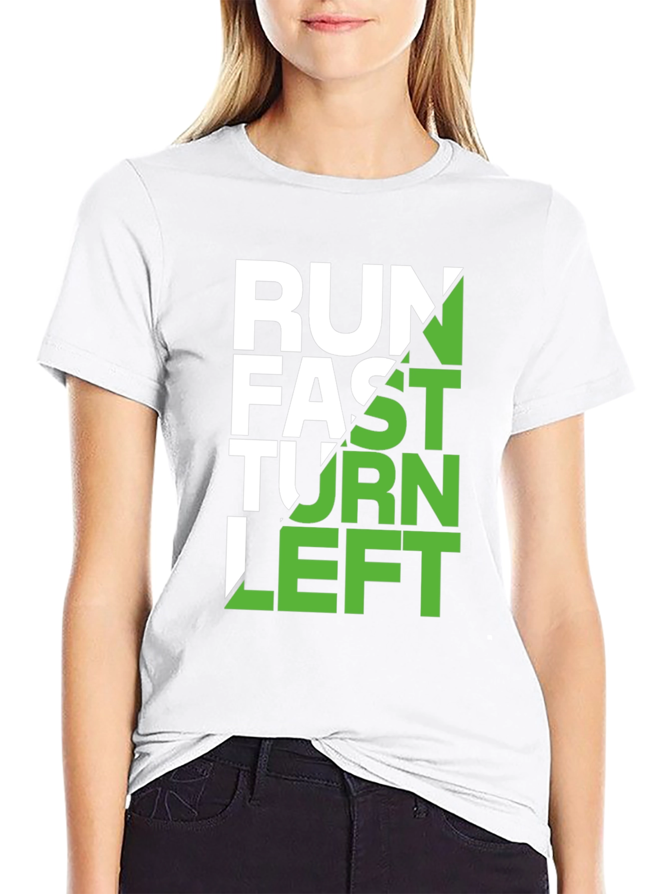 Run Fast Turn Left Graphic Tee - Black