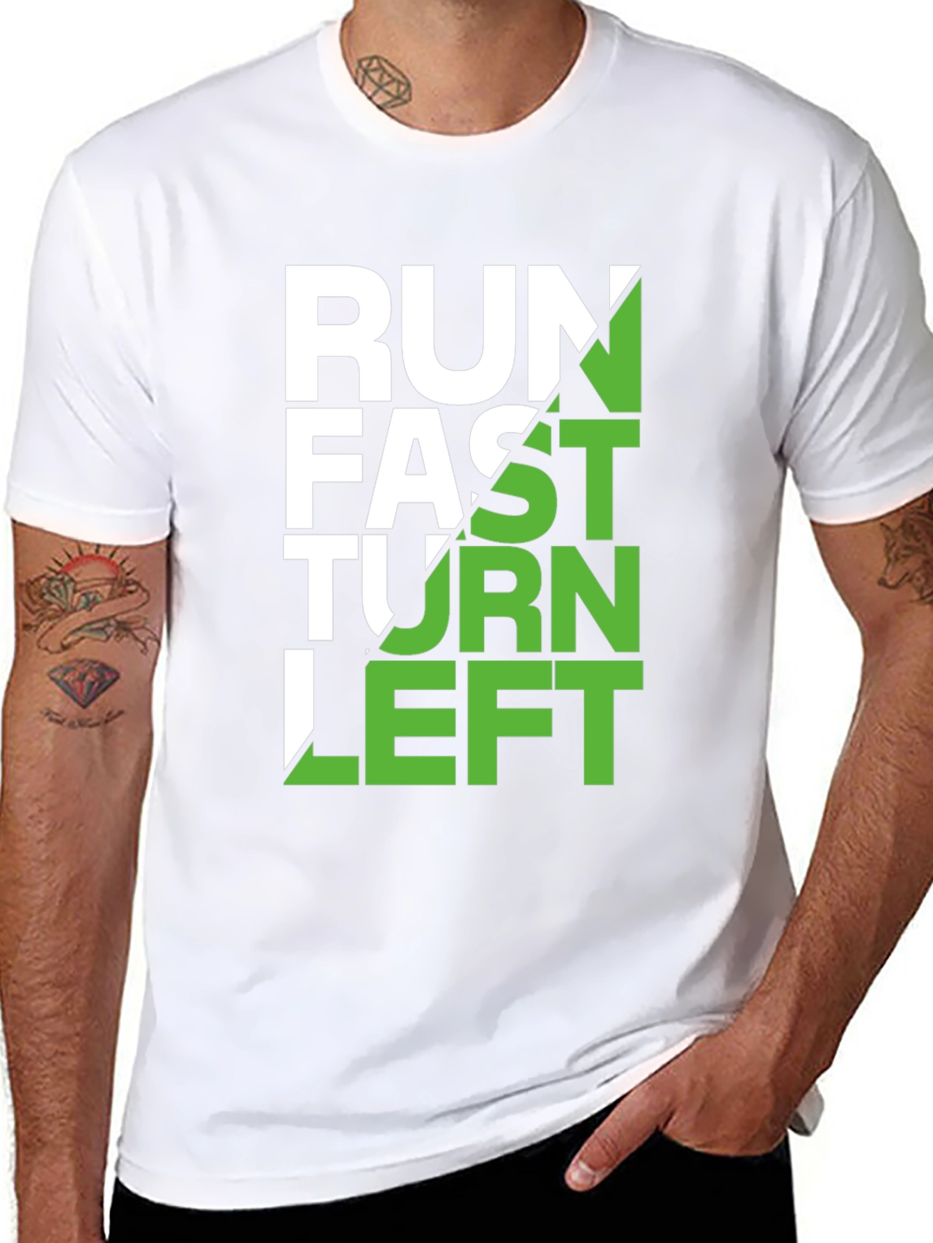 Run Fast Turn Left Graphic Tee - Black