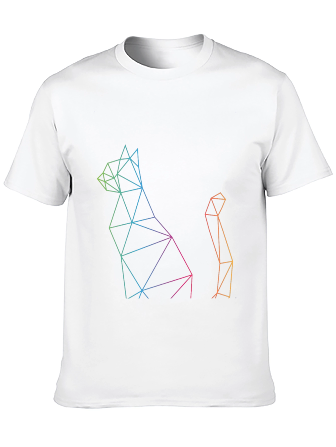 Geometric Cat Print Black T-Shirt