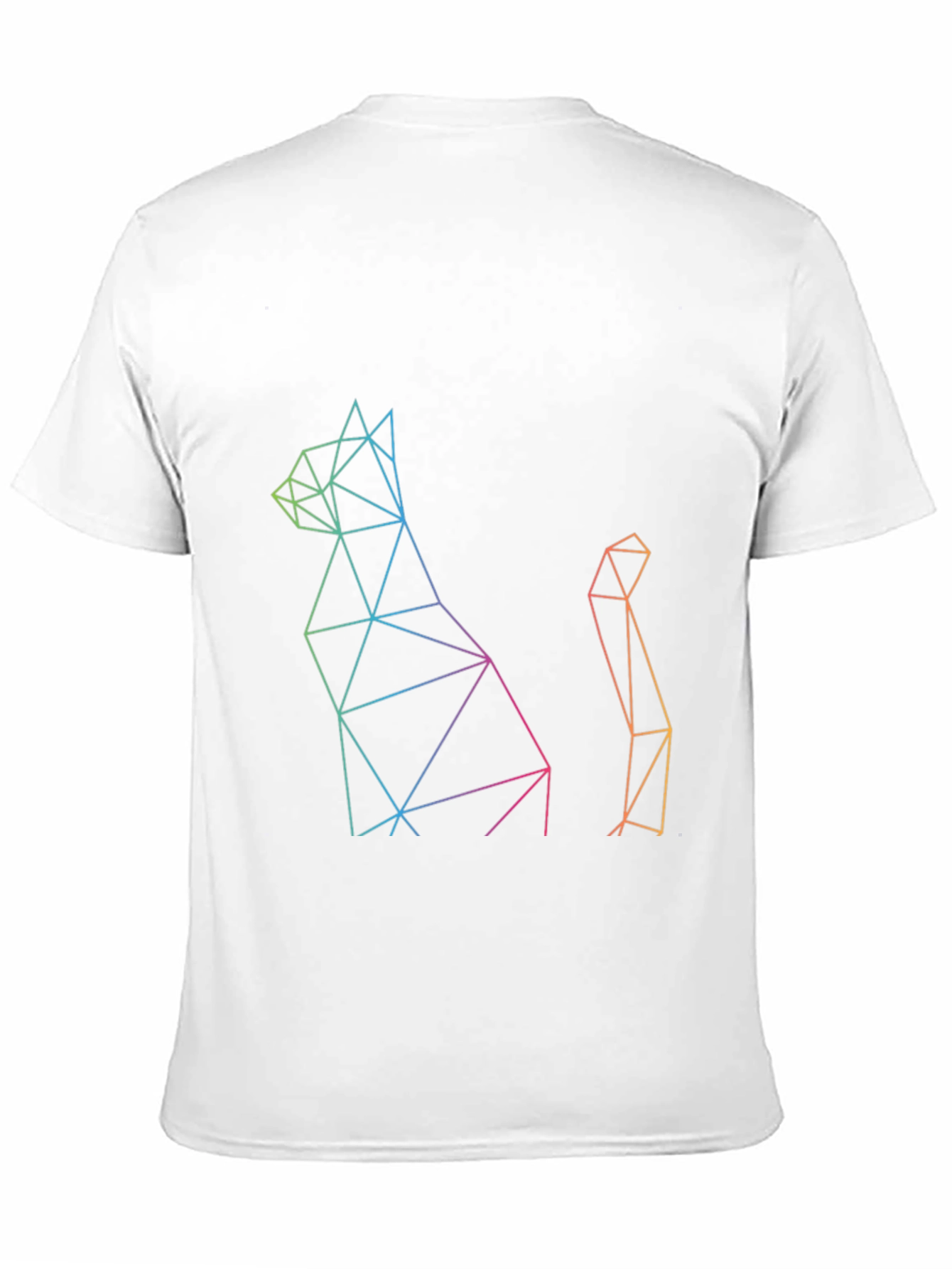 Geometric Cat Print Black T-Shirt