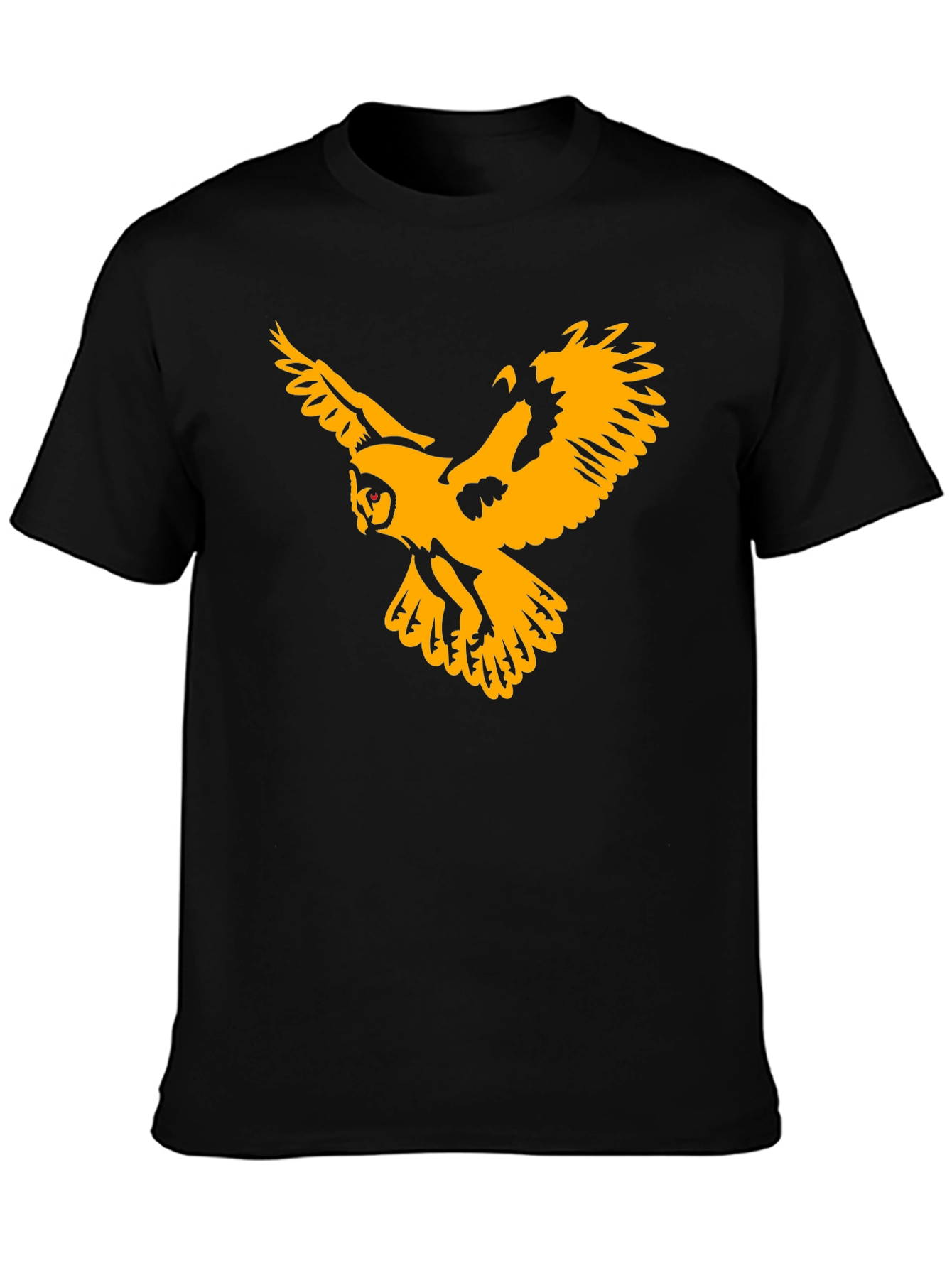 Black T-Shirt with Gold Owl Graphic