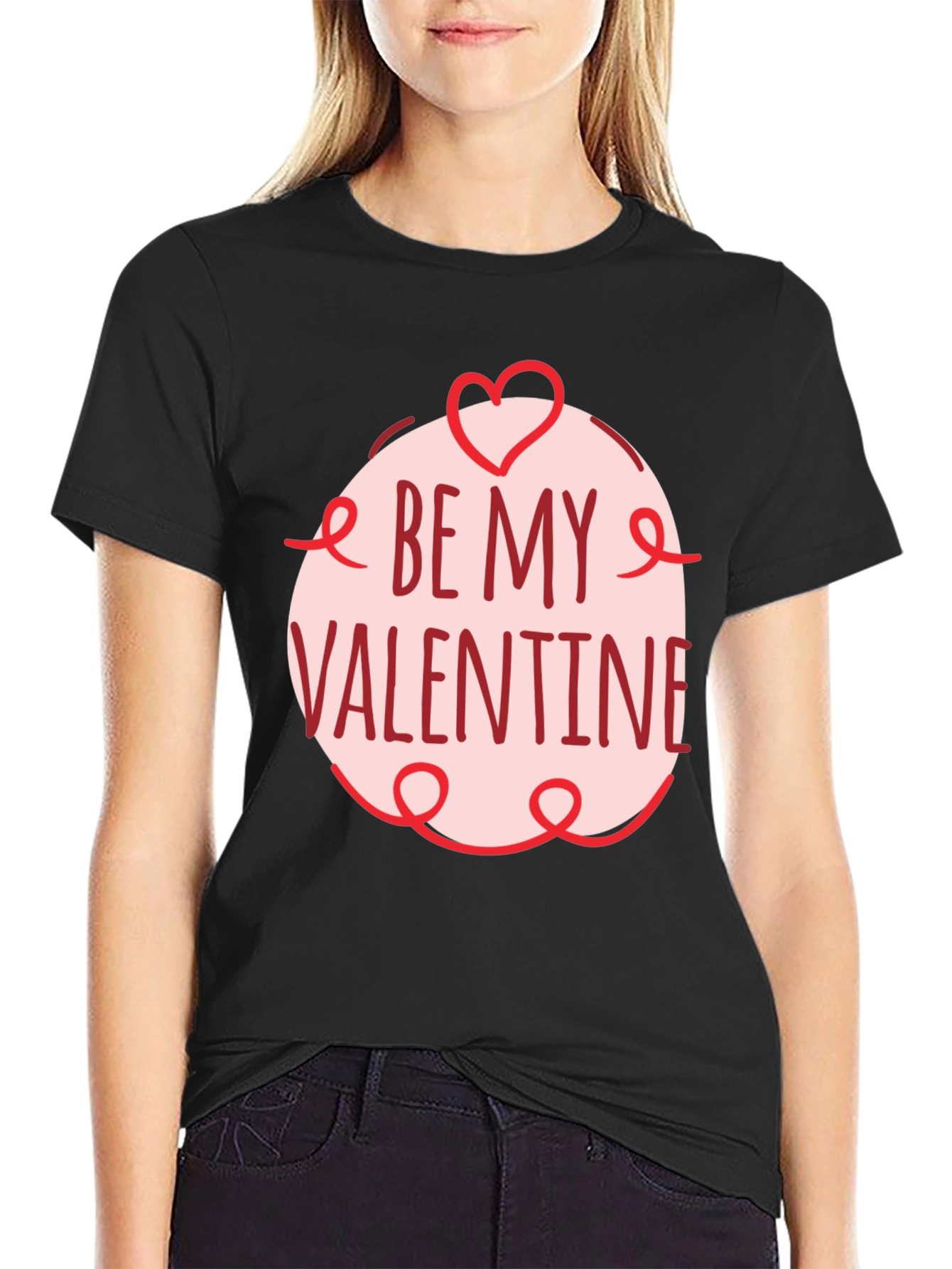 Be My Valentine Black Graphic Tee