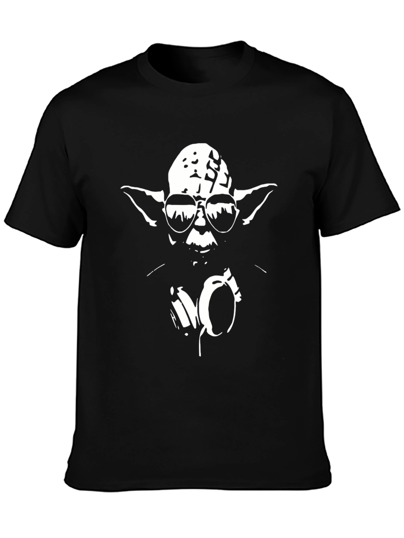 DJ Yoda Black T-Shirt with Headphones and Sunglasses