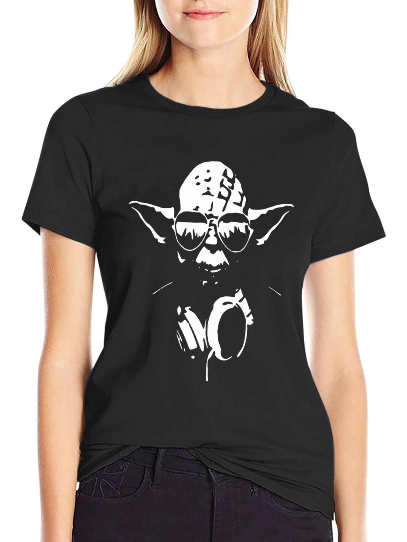 DJ Yoda Black T-Shirt with Headphones and Sunglasses