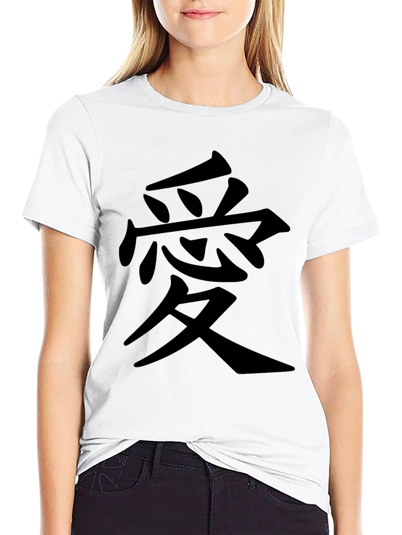 Mens Black T-Shirt with Japanese Kanji