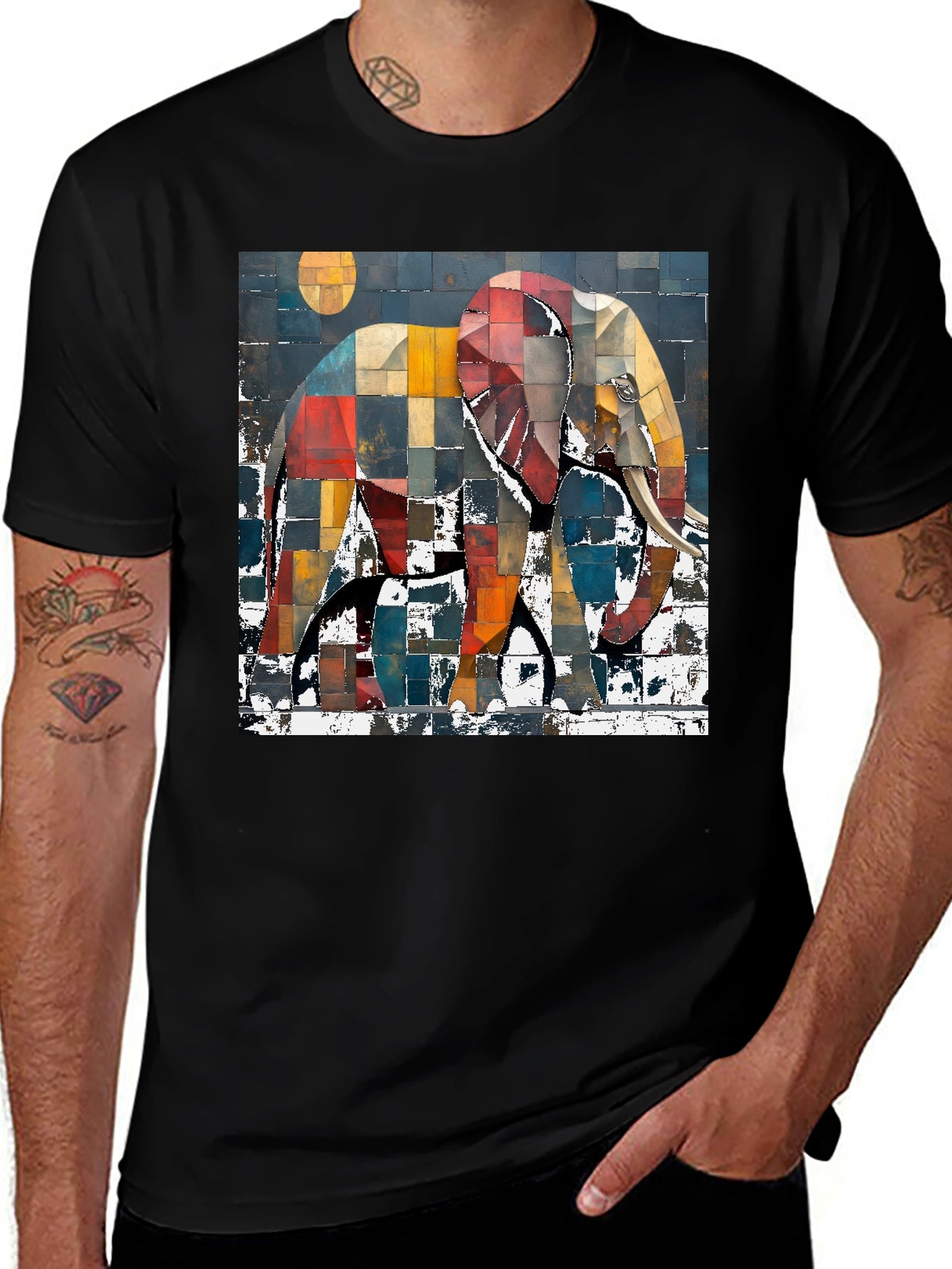 Abstract Elephant Graphic Print T-Shirt