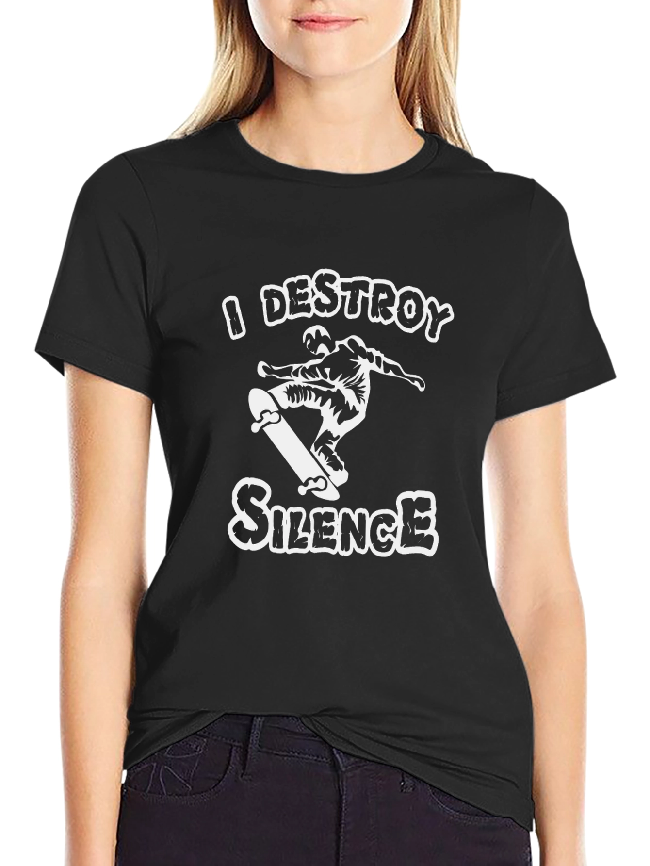 I Destroy Silence Skateboarder Graphic Tee