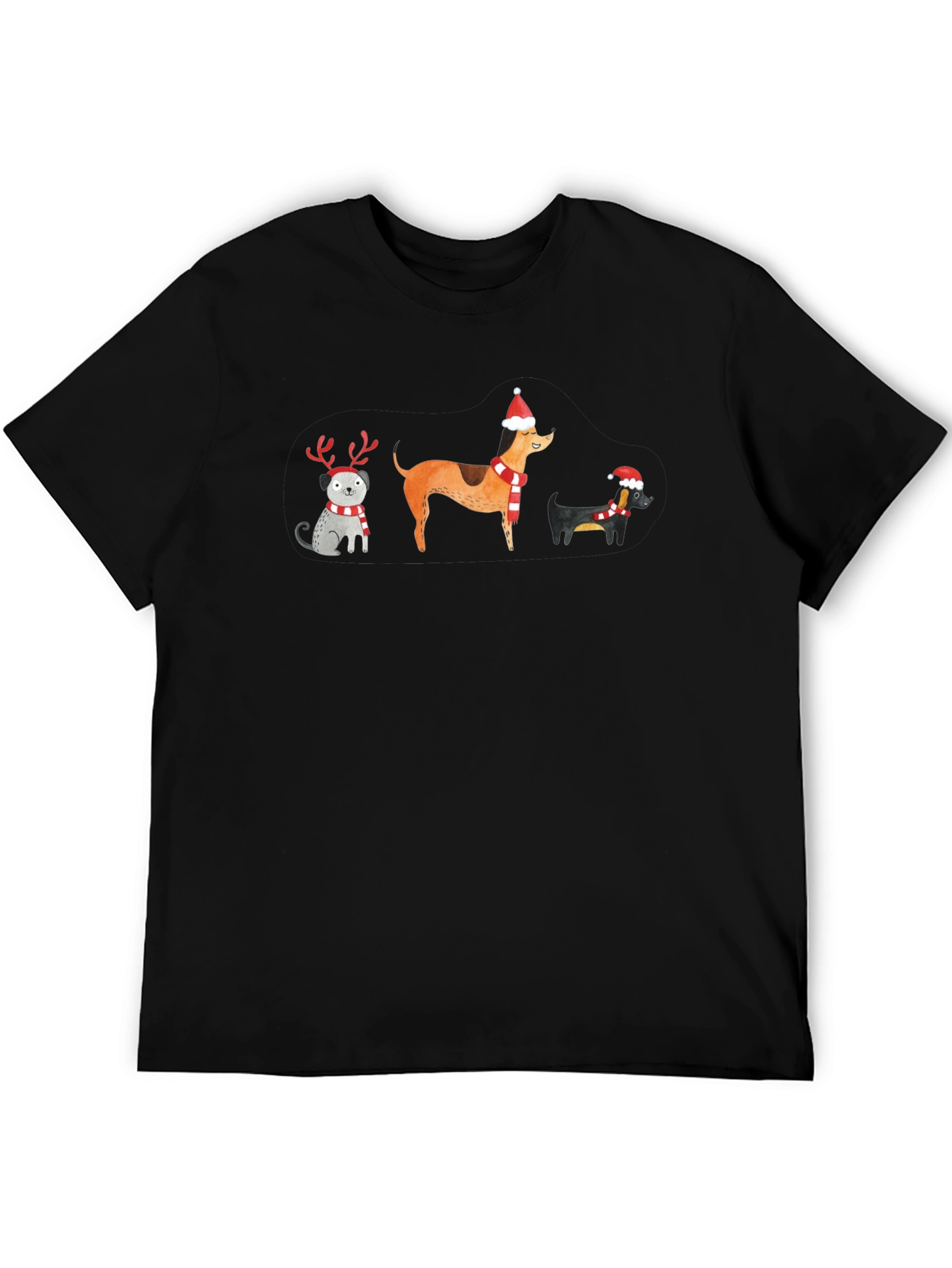 Festive Holiday Dogs Graphic T-Shirt