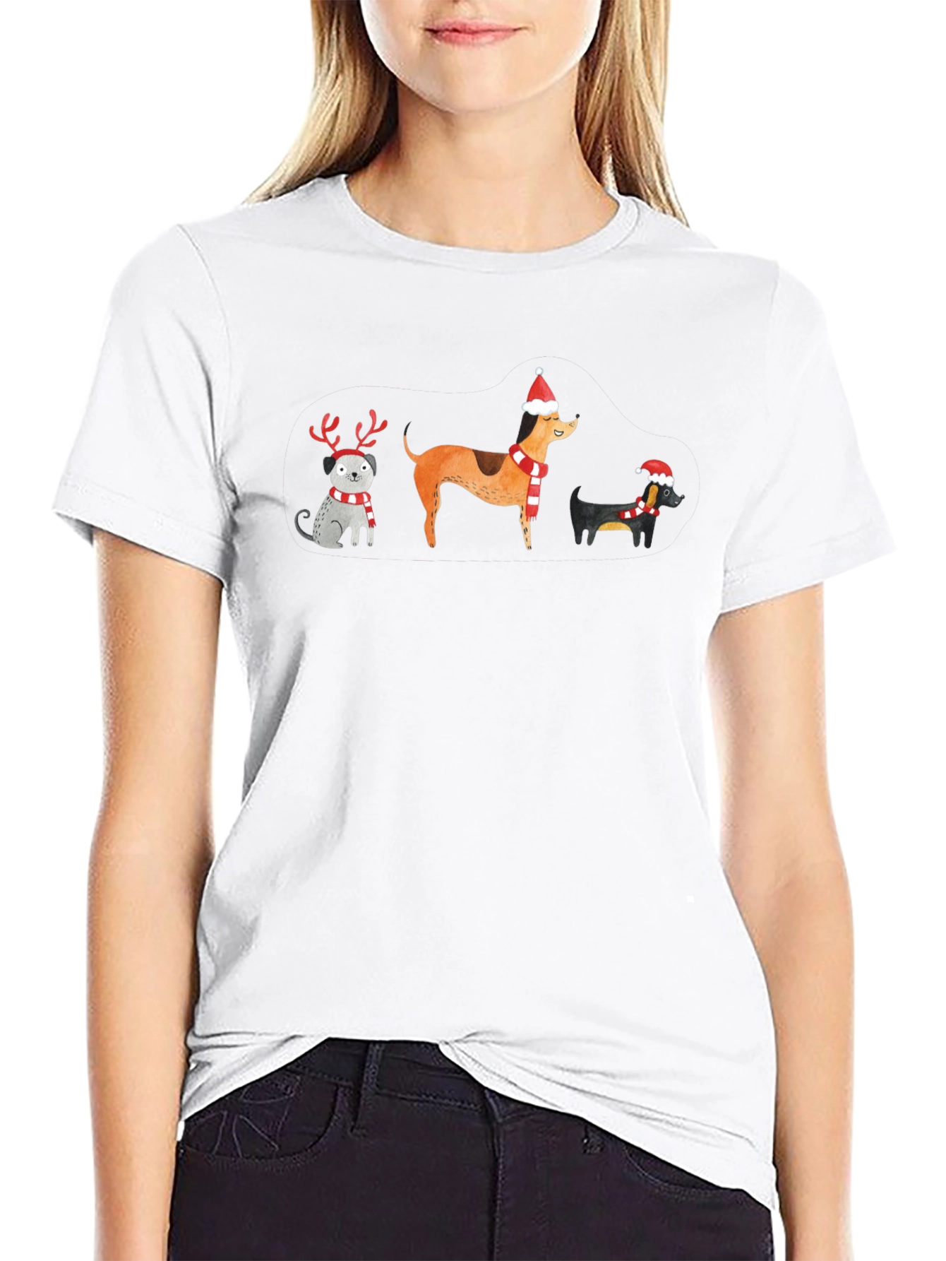 Festive Holiday Dogs Graphic T-Shirt