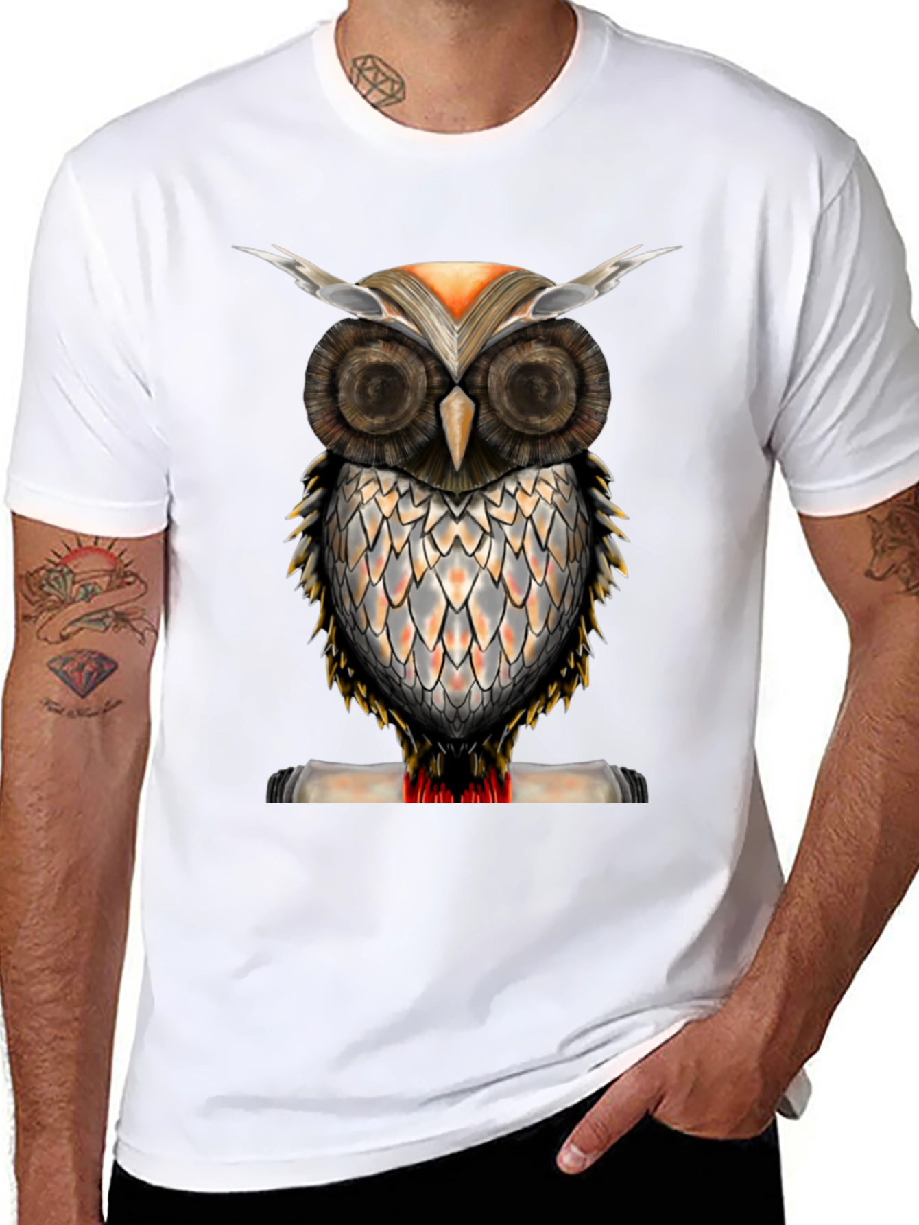Owl Graphic Print Crew Neck T-Shirt