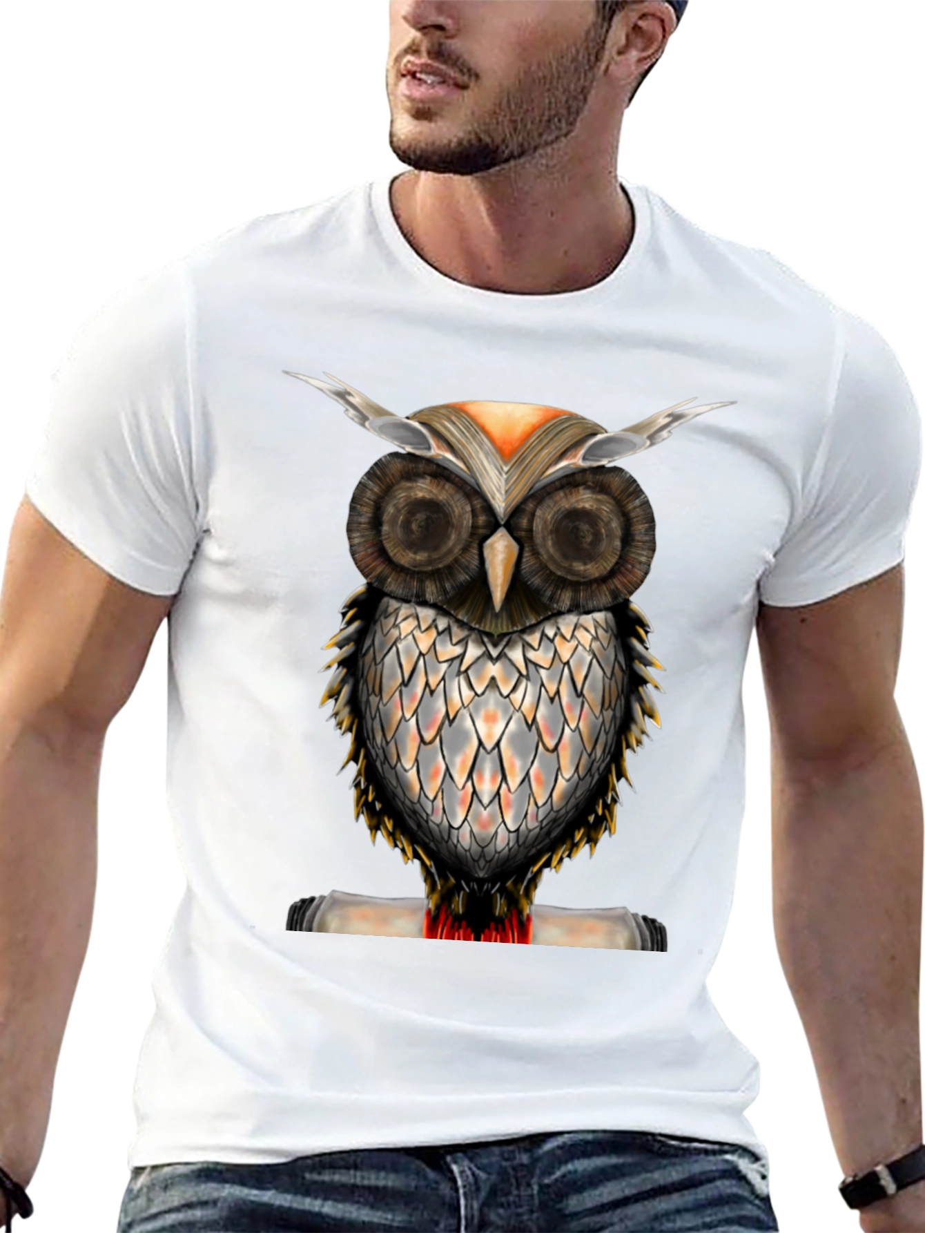 Owl Graphic Print Crew Neck T-Shirt