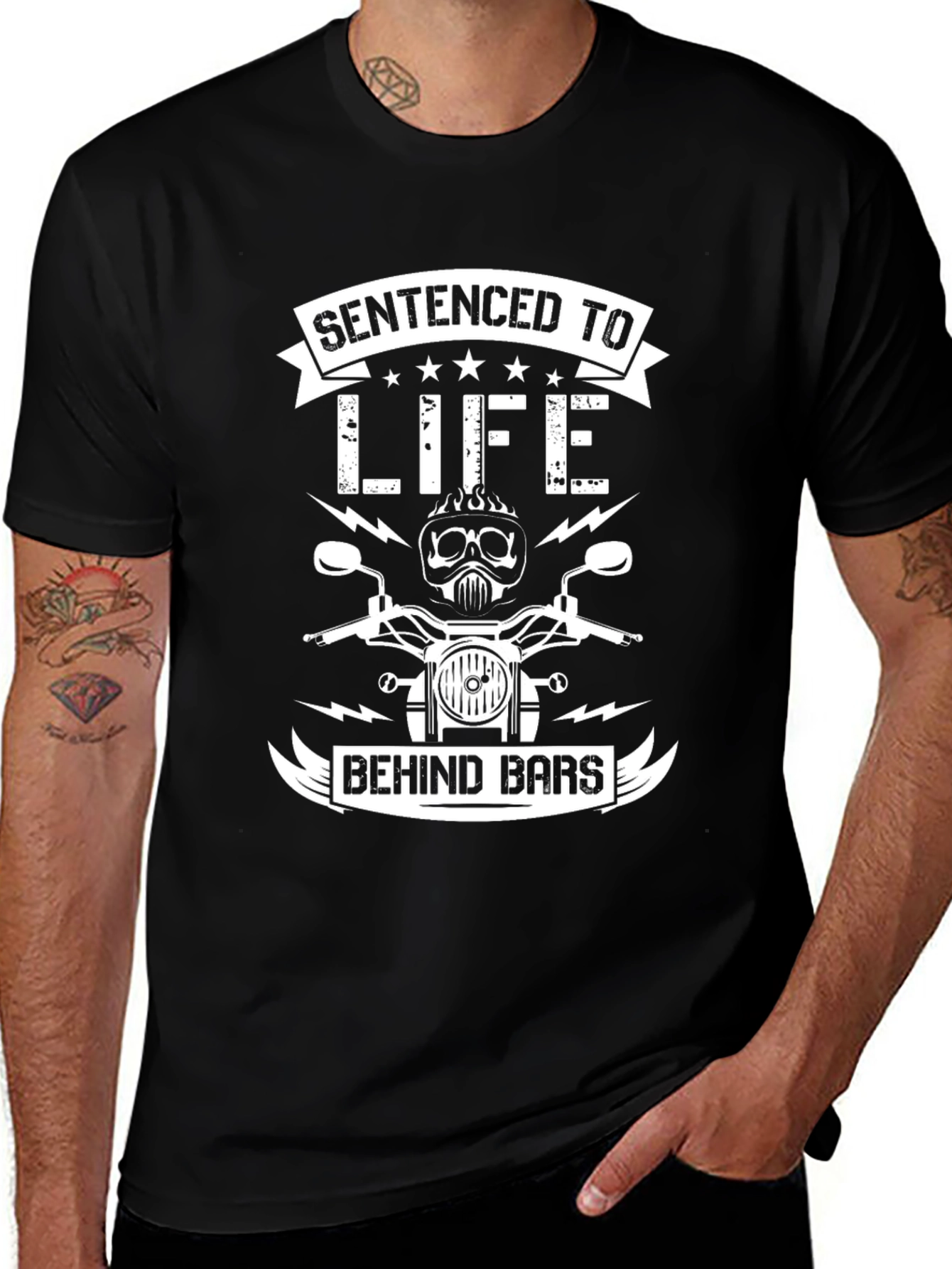 Sentenced to Life Behind Bars Biker T-Shirt