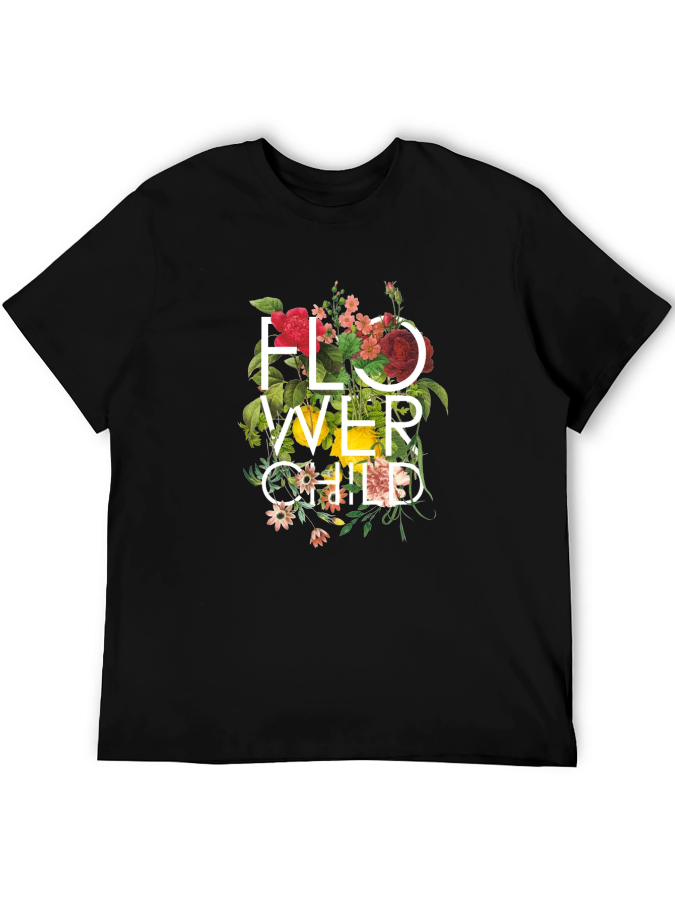 Flower Child Graphic Print T-Shirt - Black
