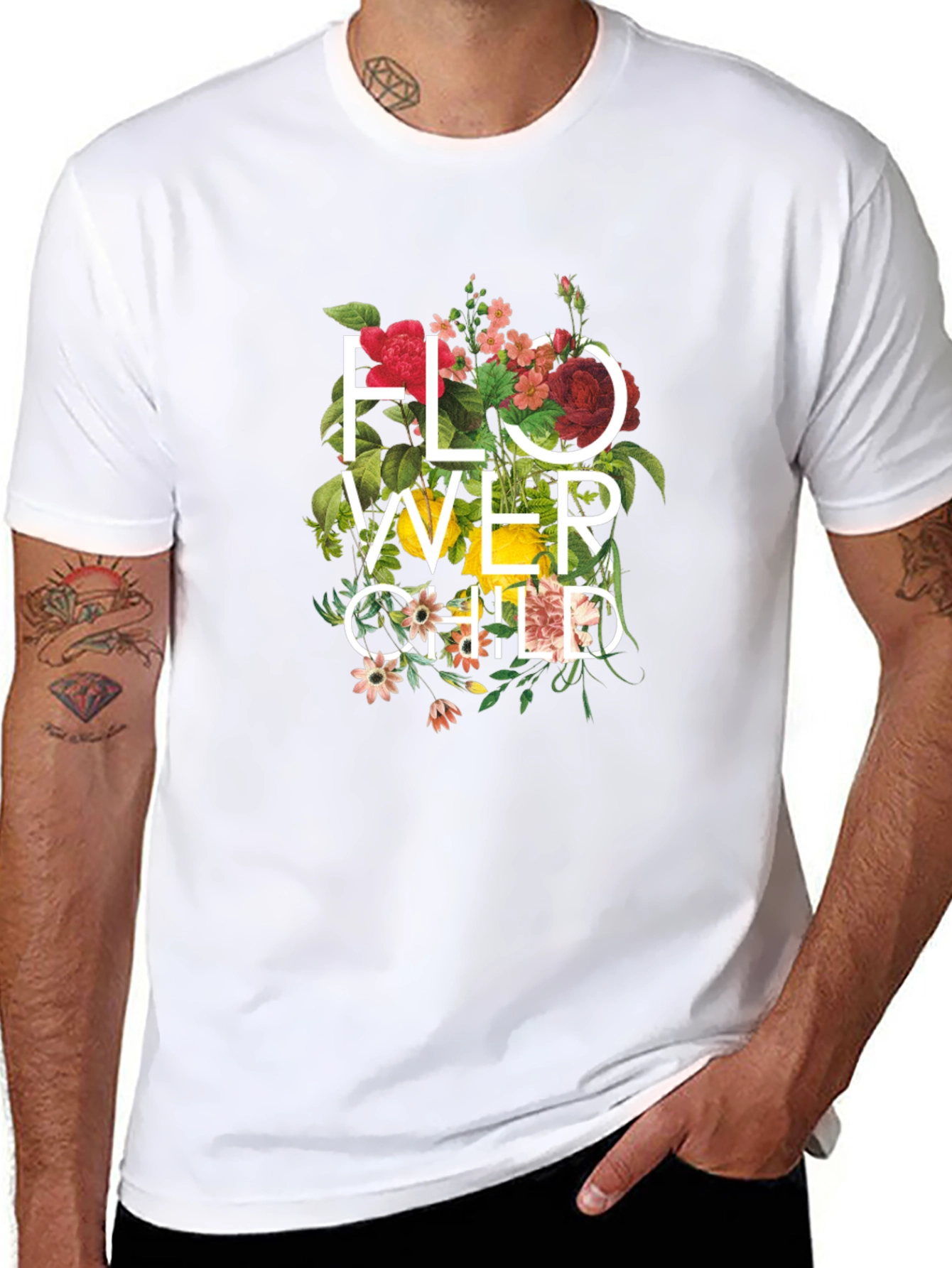 Flower Child Graphic Print T-Shirt - Black