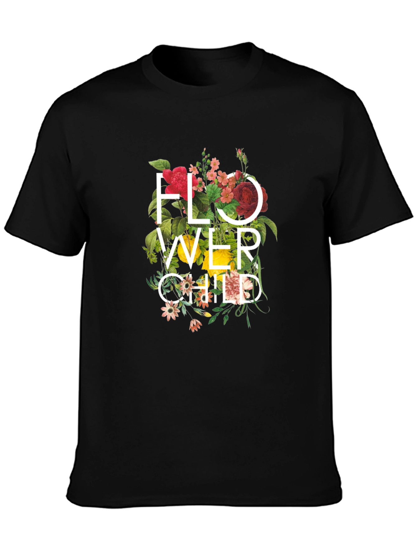 Flower Child Graphic Print T-Shirt - Black