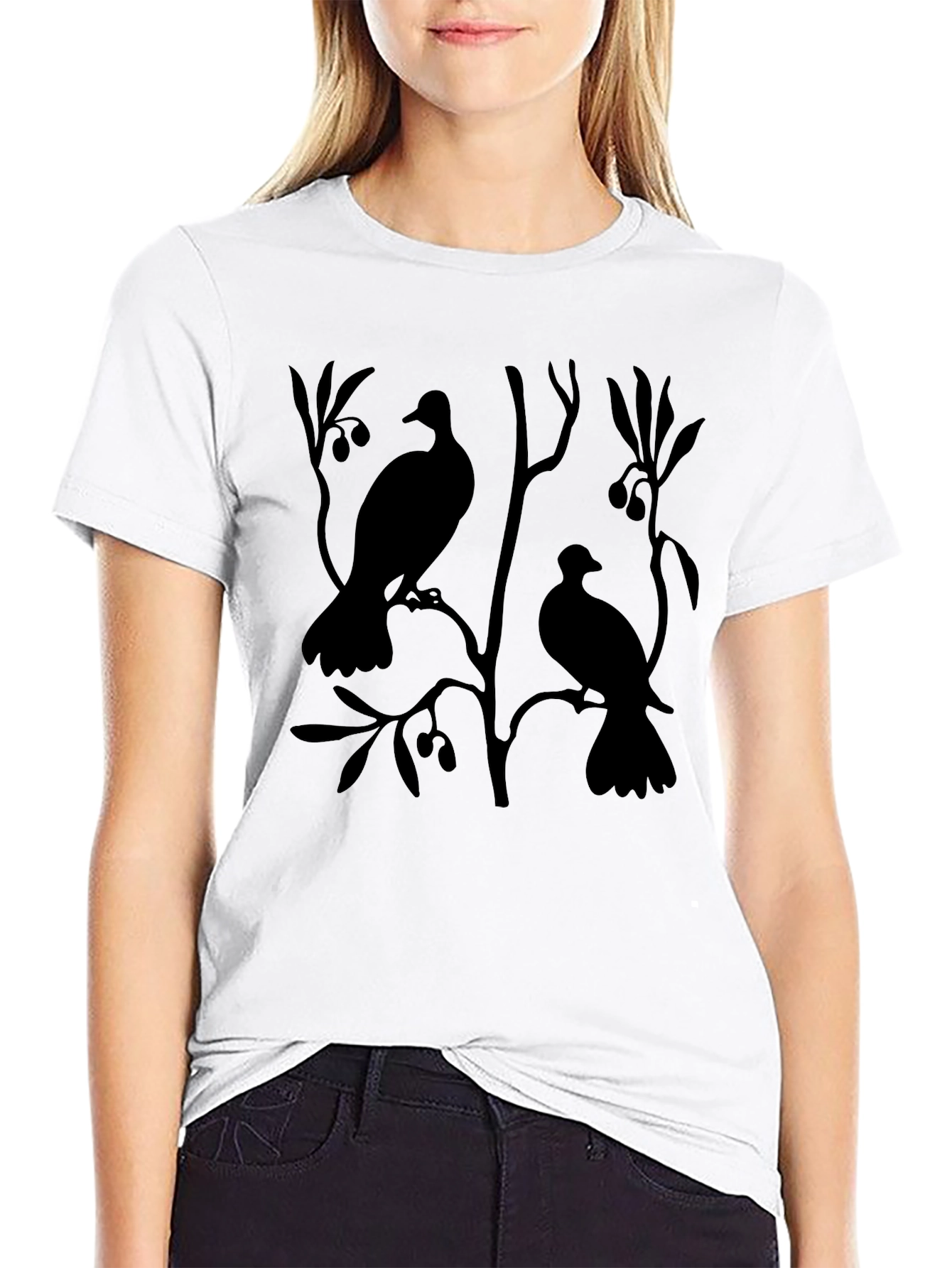 Birds on Branch Black Graphic Tee