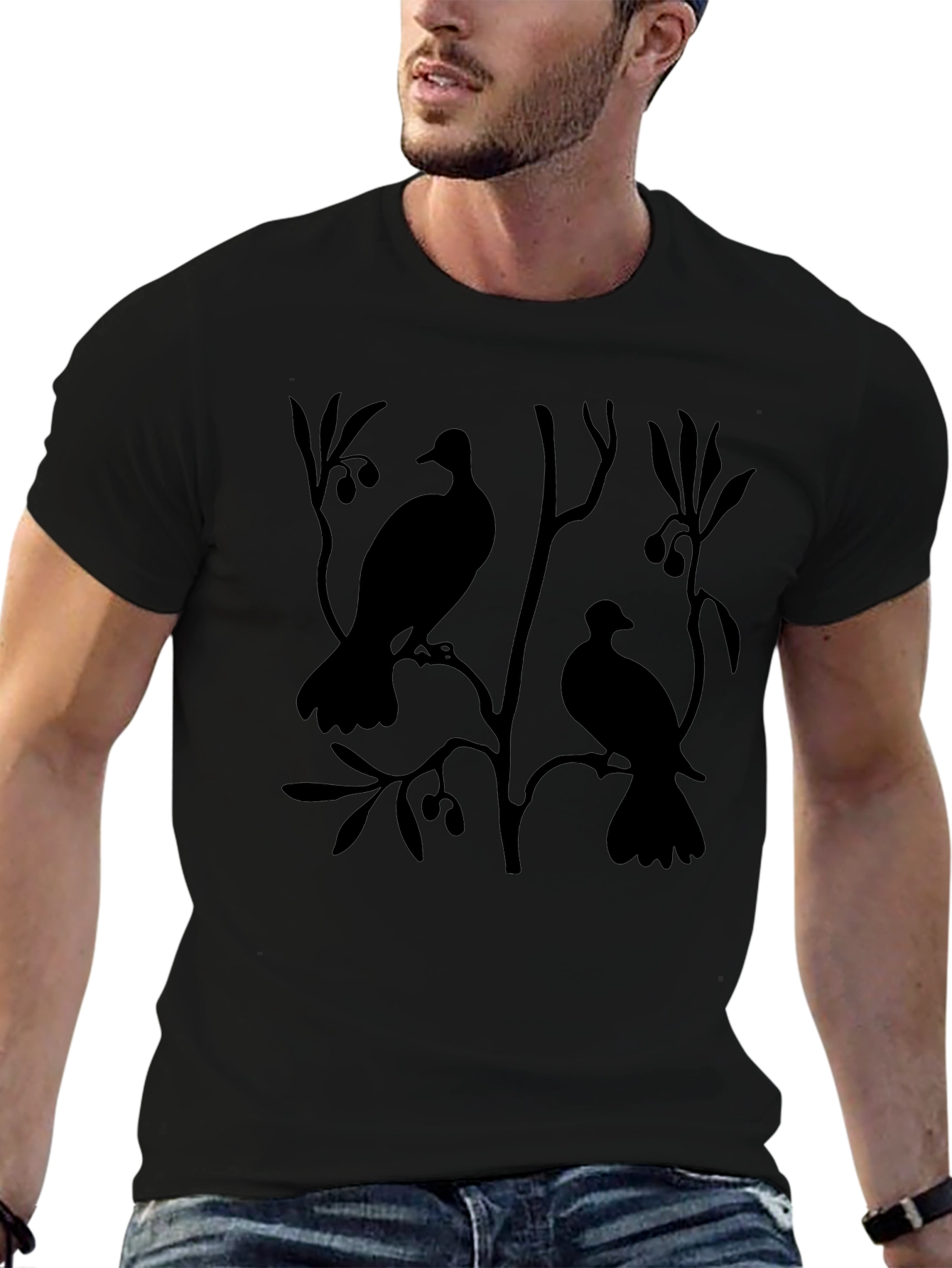 Birds on Branch Black Graphic Tee