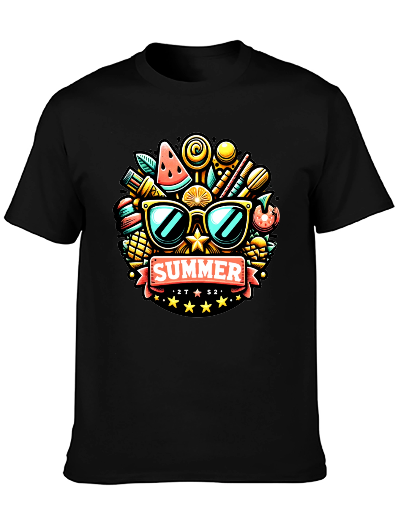 Summer Fun Graphic Tee - Black