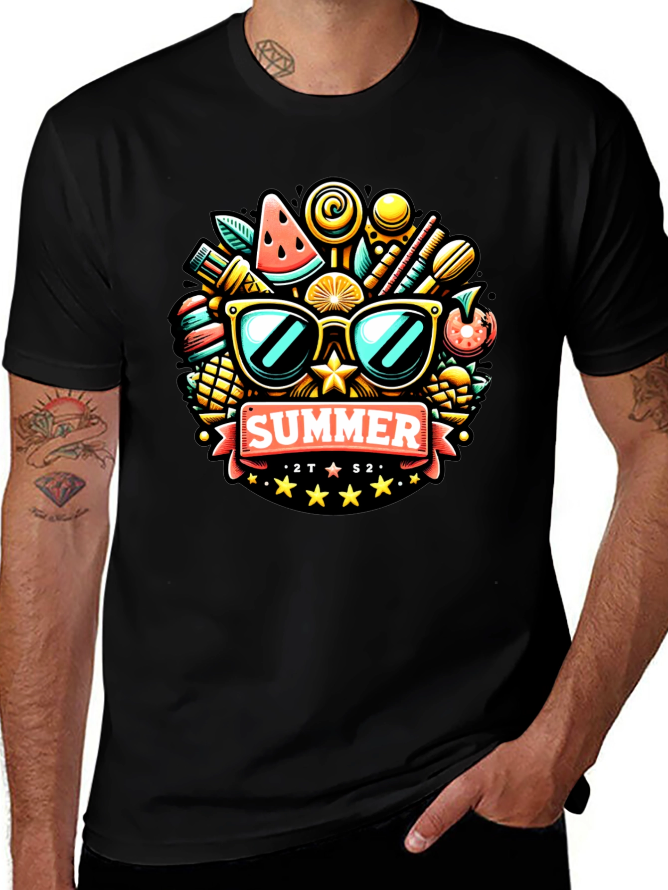Summer Fun Graphic Tee - Black